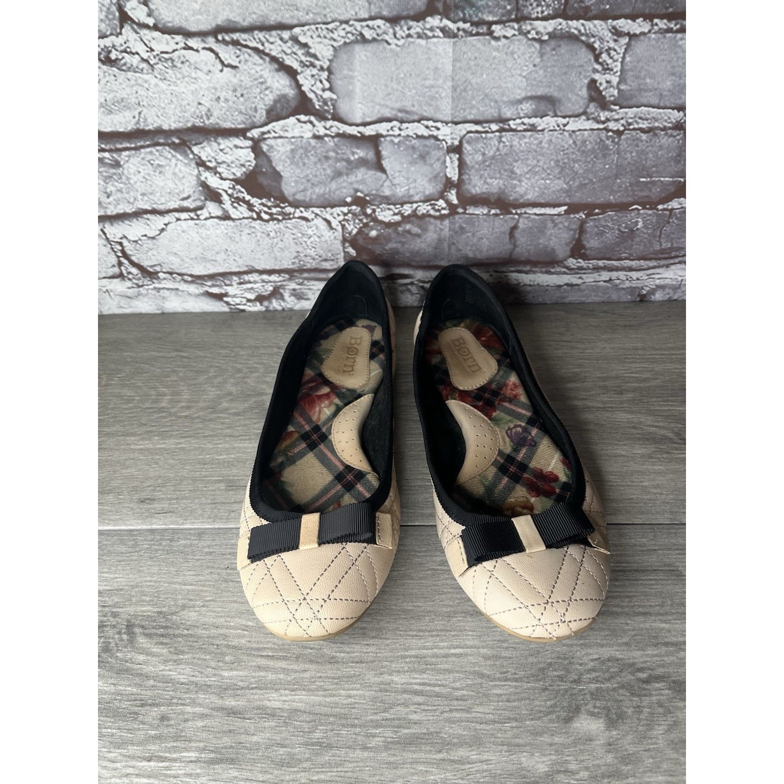 Born Born Pink Leather Black Bow Quilted Ballet Flats Shoes Women Size US 6 / IT 36 - 2 Thumbnail