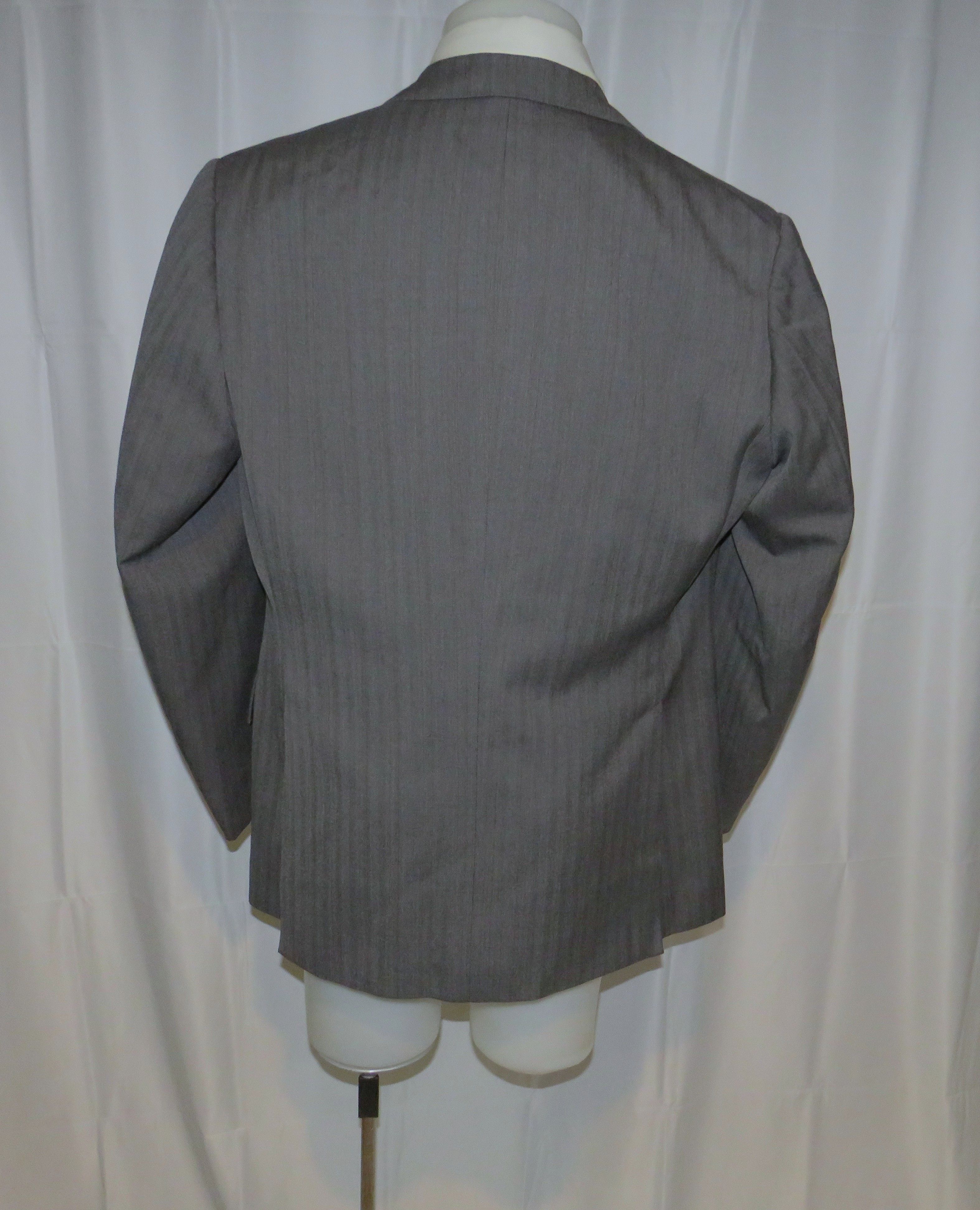 Henry Poole Savile Row Bespoke Gray Herringbone Two Button Blazer 44R Size 44R - 10 Thumbnail