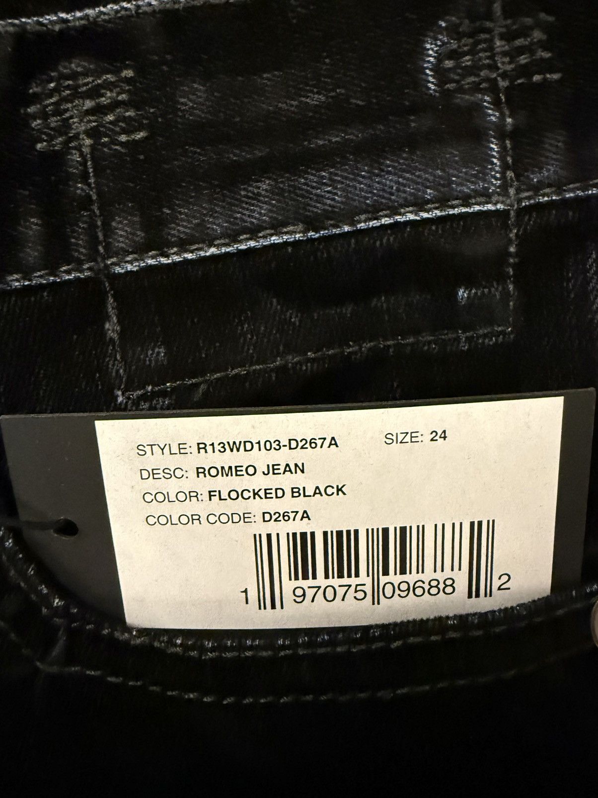 R13 R13 ROMEO JEAN FLOCKED BLACK Size 24" / US 00 / IT 34 - 3 Thumbnail