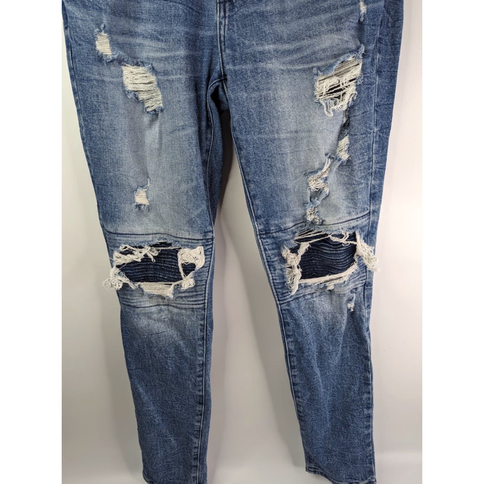 Pacsun PacSun Jeans Skinny 30x30 Mens Blue Distressed Denim Stretch Moto 5-Pocket Size US 30 / EU 46 - 3 Thumbnail