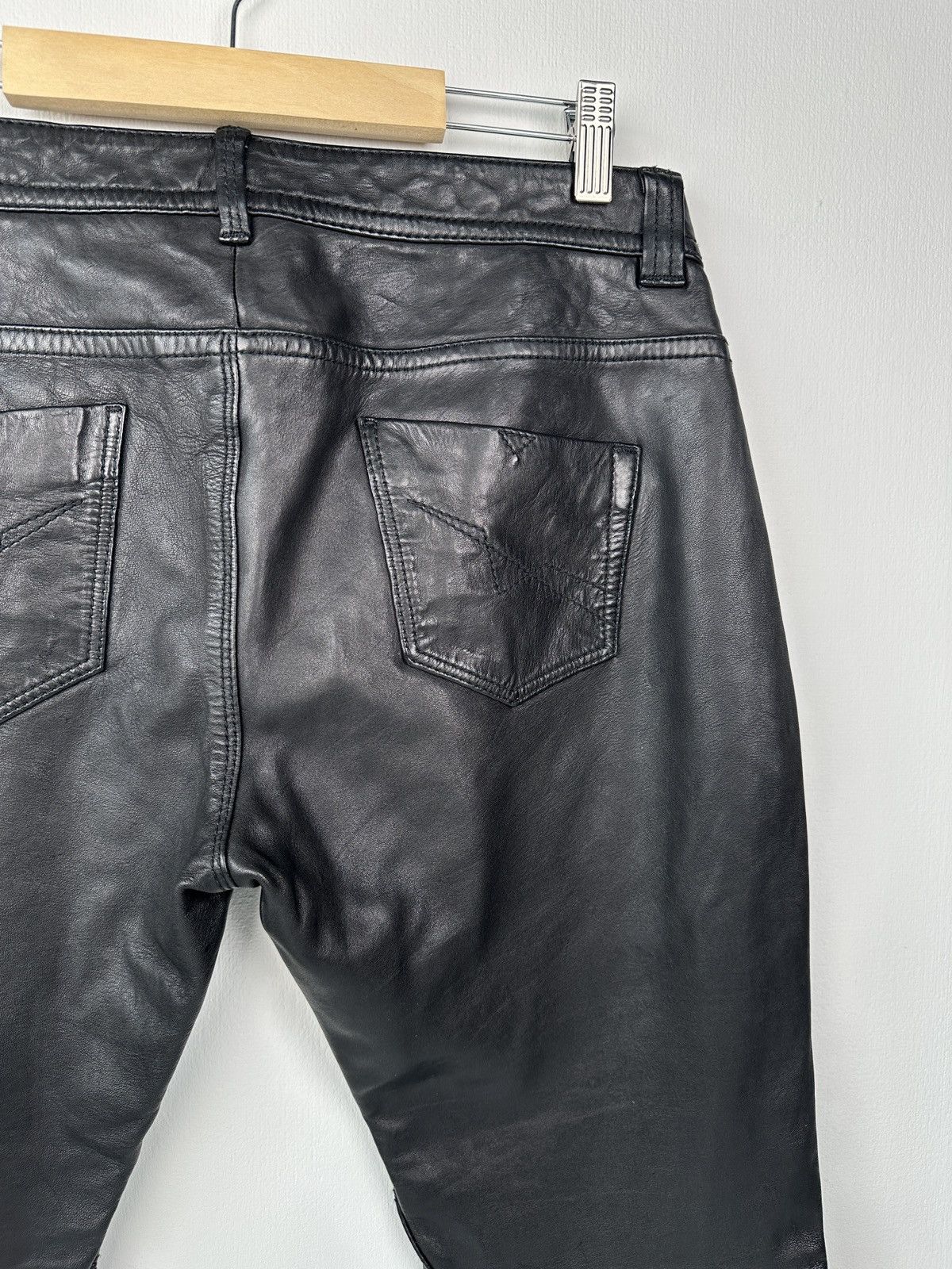 Diesel Y2K DIESEL 100% Leather Black Pants size 29 Vintage Size 29" - 10 Thumbnail