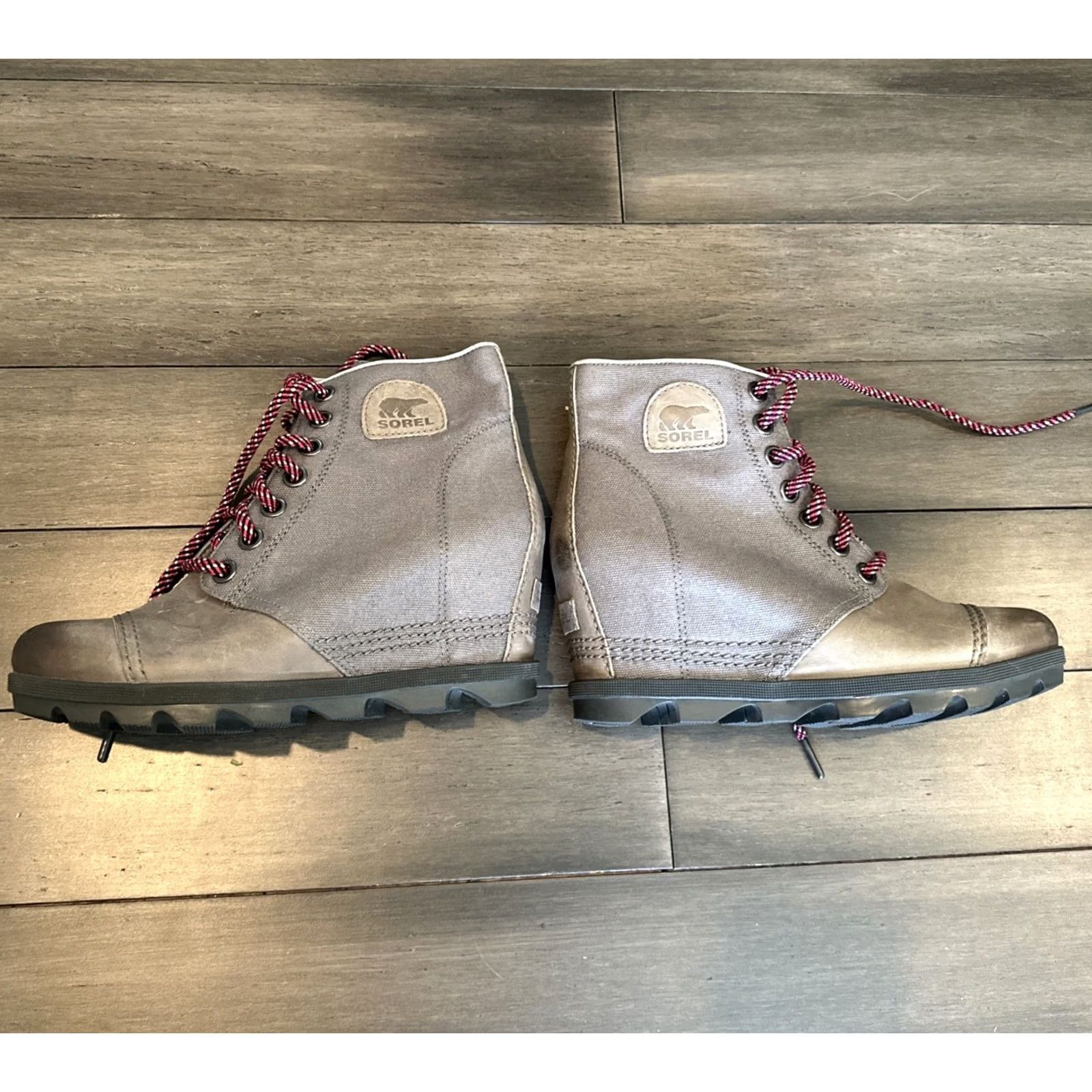 SOREL Sorel Boots Womens 9.5 Joan Of Arctic Bootie Gray Leather Wedge Heel Bootie Women Gray Leather Wedge Heel Sorel Joan of Arctic Size US 10 / IT 40 - 7 Thumbnail