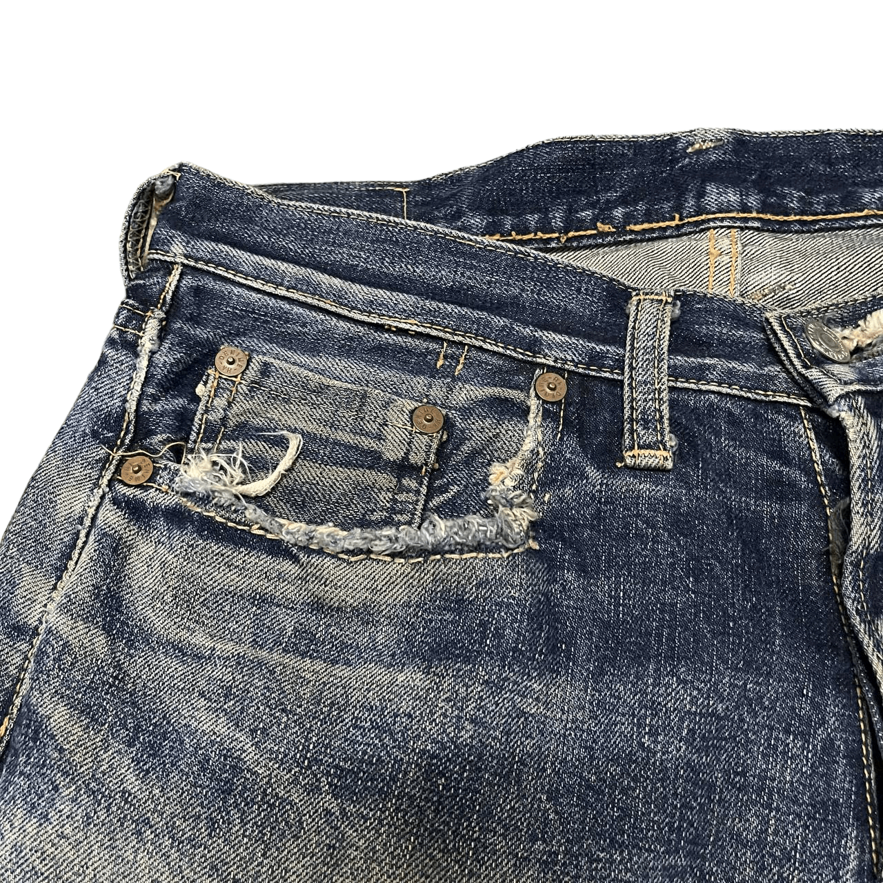 Denime Vintage Denime Japan Thrashed Denim Selvedge Leather Patch Size US 30 / EU 46 - 10 Thumbnail