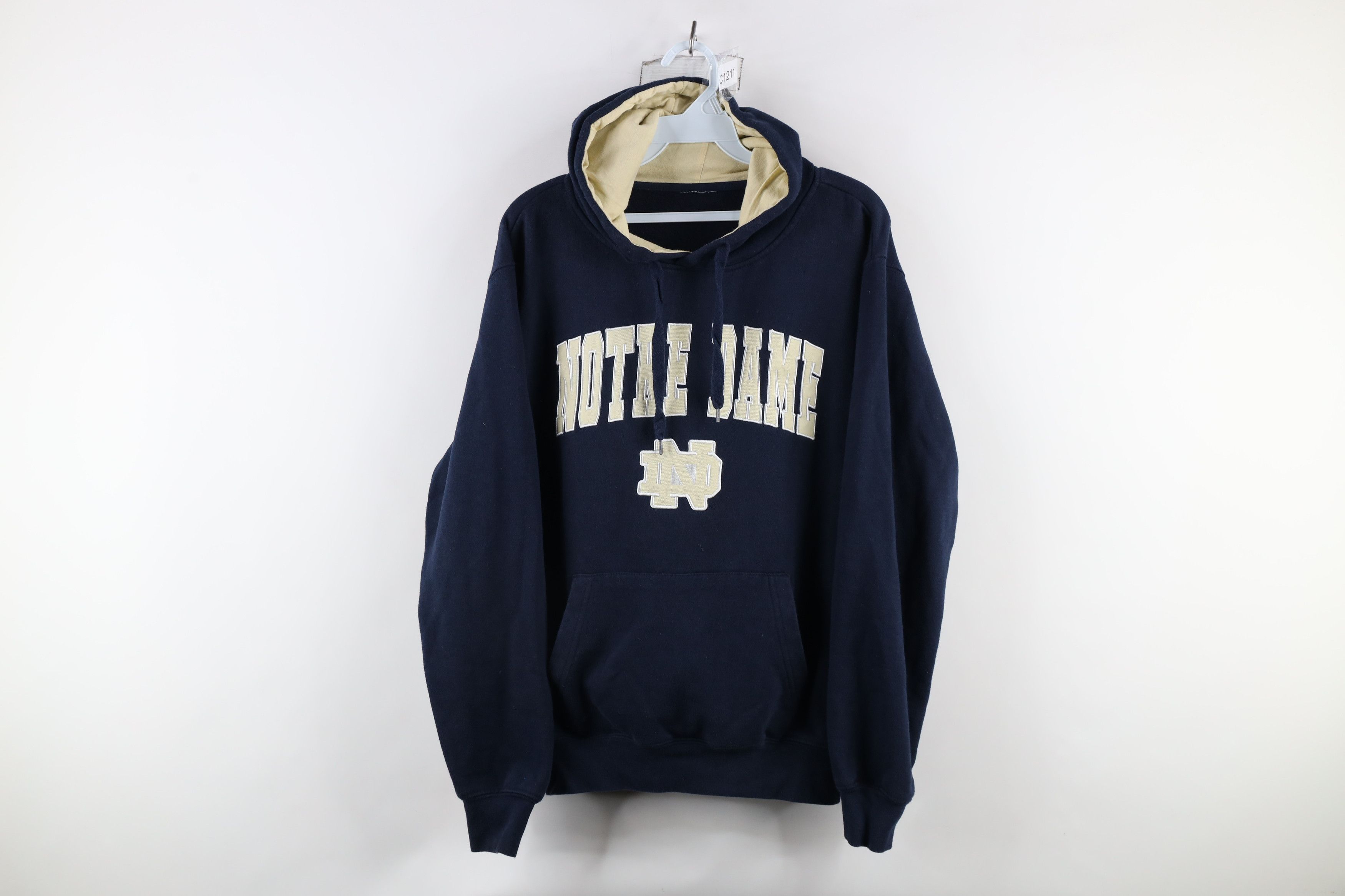 Vintage Vintage 90s Notre Dame University Hoodie Sweatshirt Blue Size US S / EU 44-46 / 1 - 1 Thumbnail