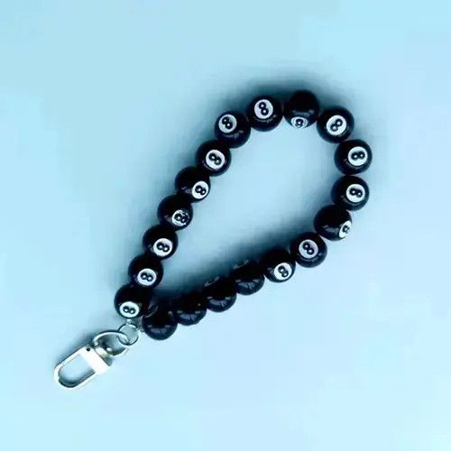 American Edition × Jewelry Creative Punk Acrylic Black Billiards 8 Ball Beads Key Chain Size ONE SIZE - 4 Thumbnail