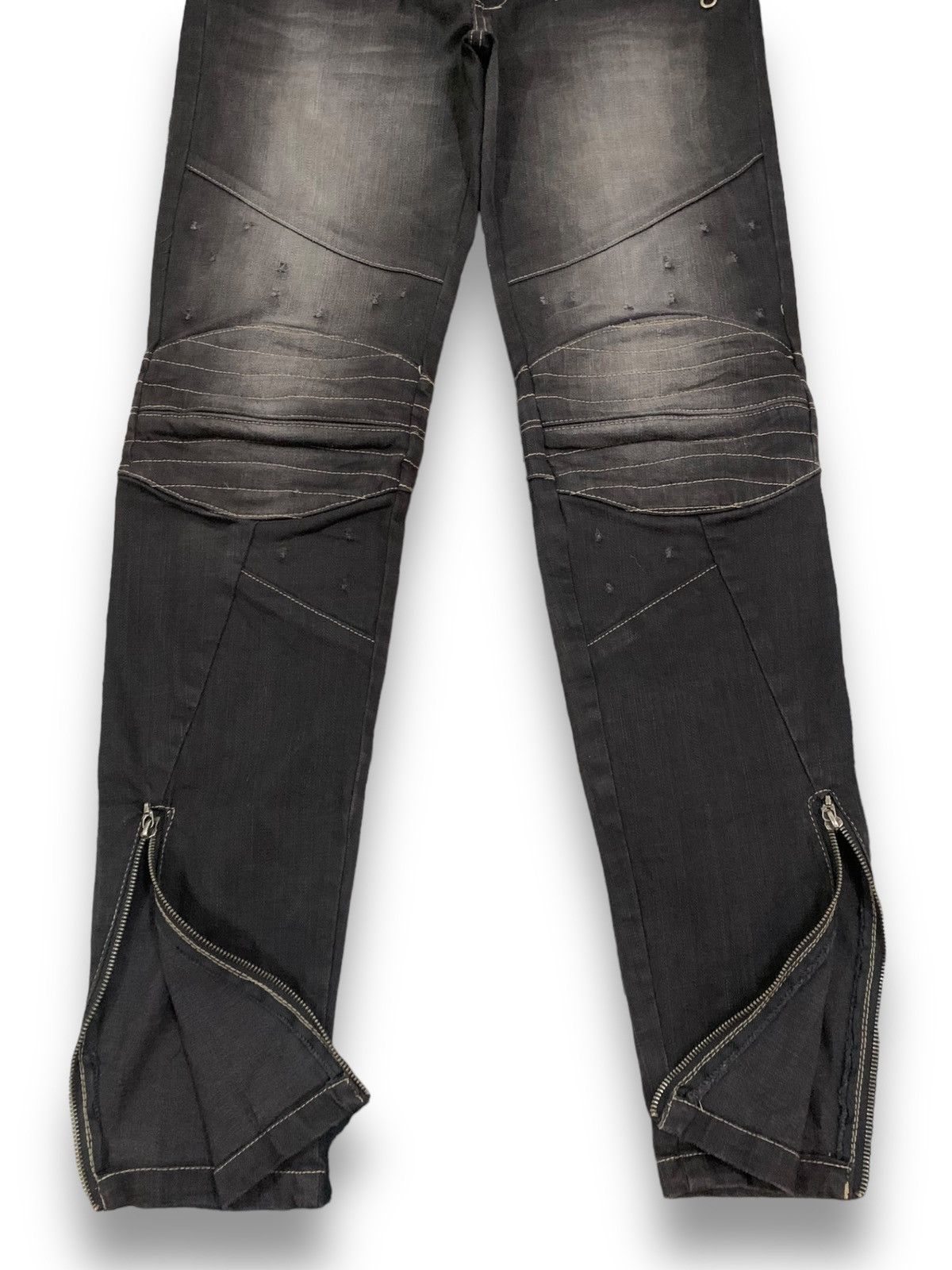 Balmain PPFM Double Knee Distressed Punk Biker Jeans like Balmain Size US 33 - 10 Thumbnail