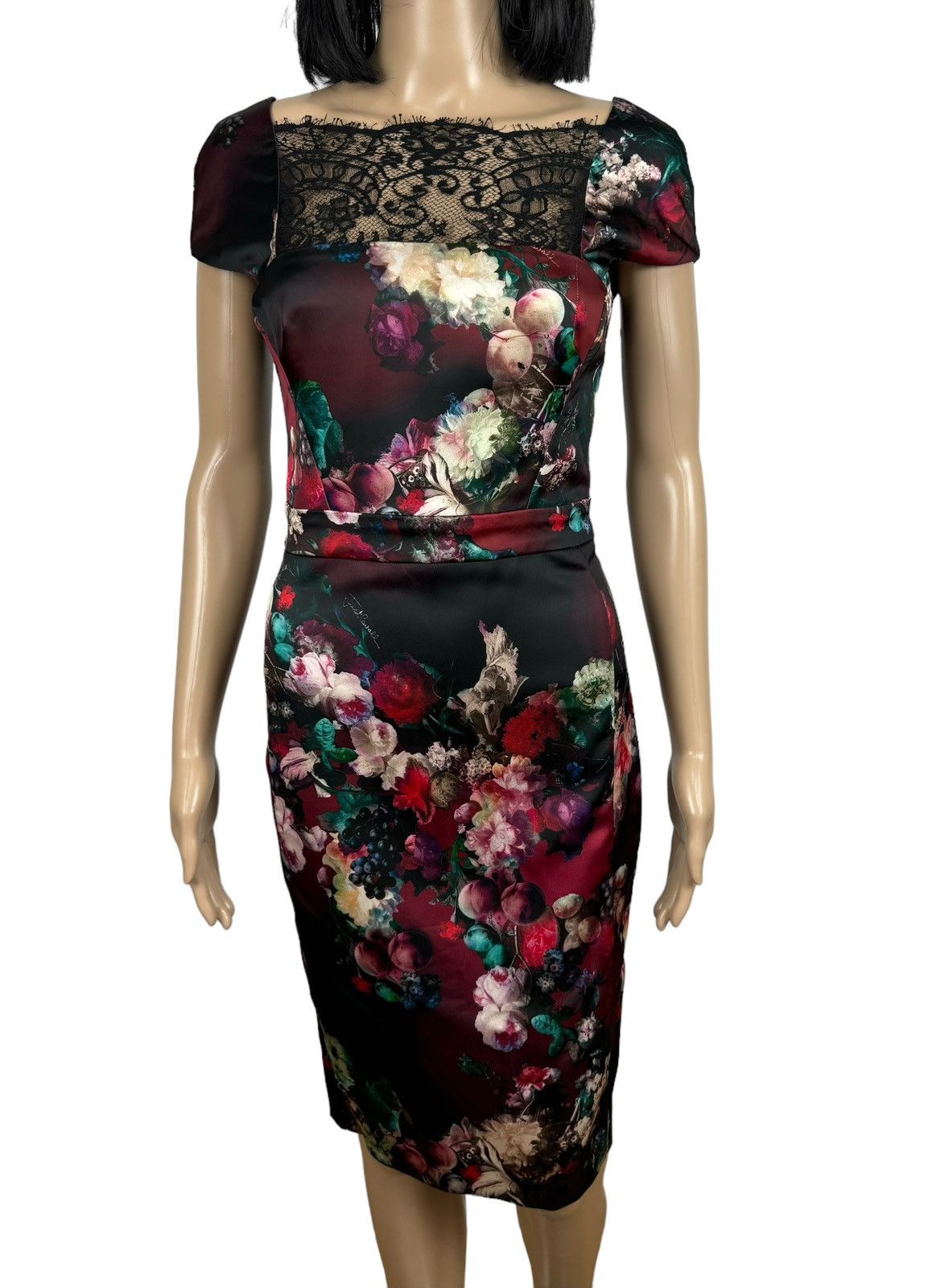 Just Cavalli JUST CAVALLI Satin Dress Floral/Fruit size 40 Size S / US 4 / IT 40 - 3 Thumbnail