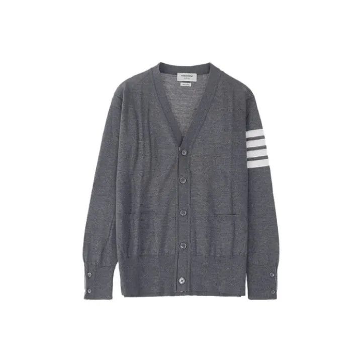 Thom Browne Thom Browne Classic Grey V-Neck Cardigan 0079 Size US M / EU 48-50 / 2 - 1 Thumbnail