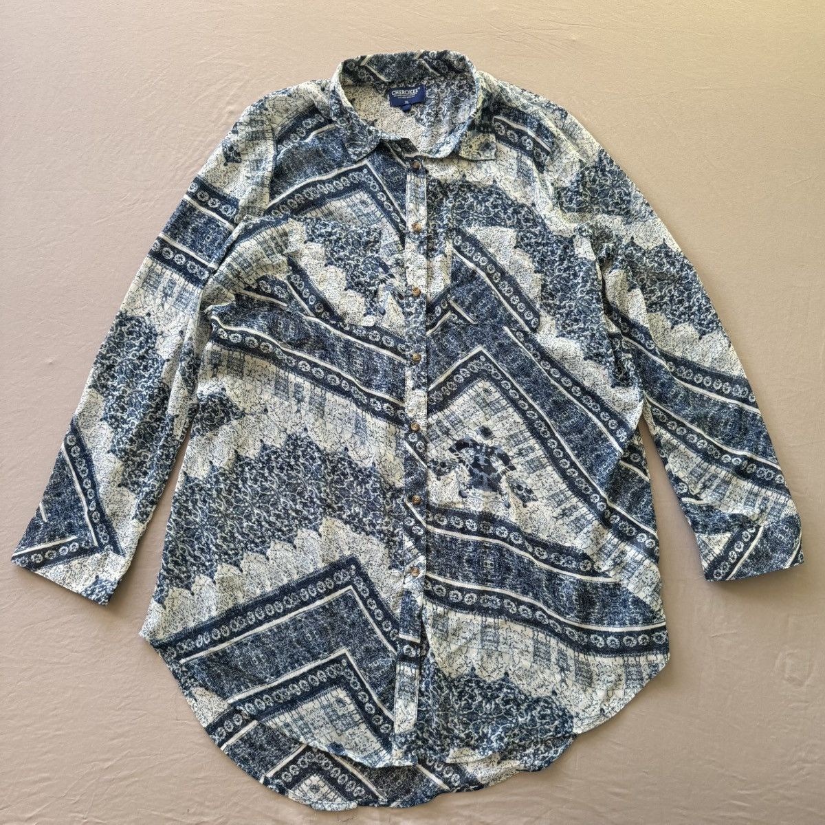 Cherokee Vintage Cherokee Artisan Crepe Tunic Shirt Size XL / US 12-14 / IT 48-50 - 2 Thumbnail