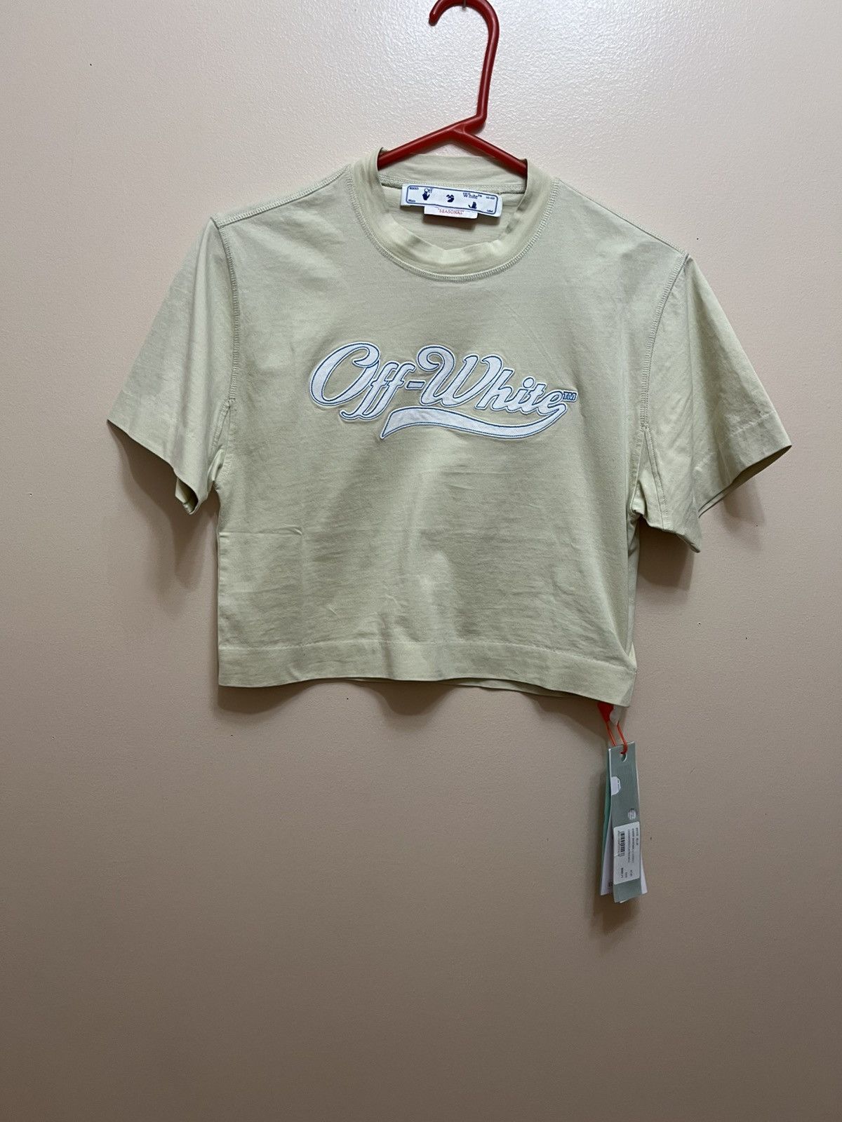 Off-White Off-White Embroidered Baseball Logo Beige Crop Top | 2XS Size XXS / US 00 / IT 34 - 1 Thumbnail