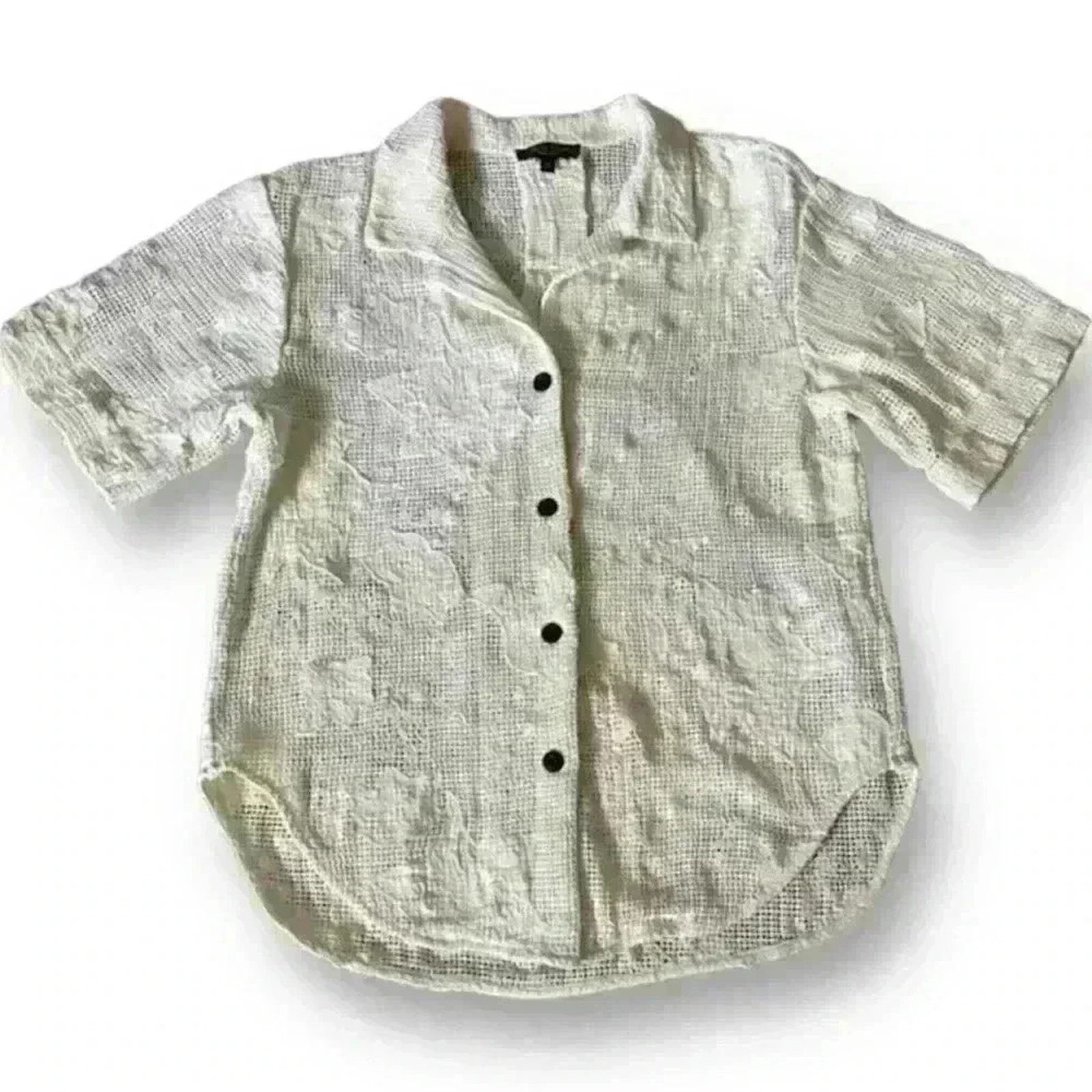 Rag & Bone RAG & BONE Mare Mesh Shirt Classic Fit Top Light Dove XXS Size XXS / US 00 / IT 34 - 9 Thumbnail