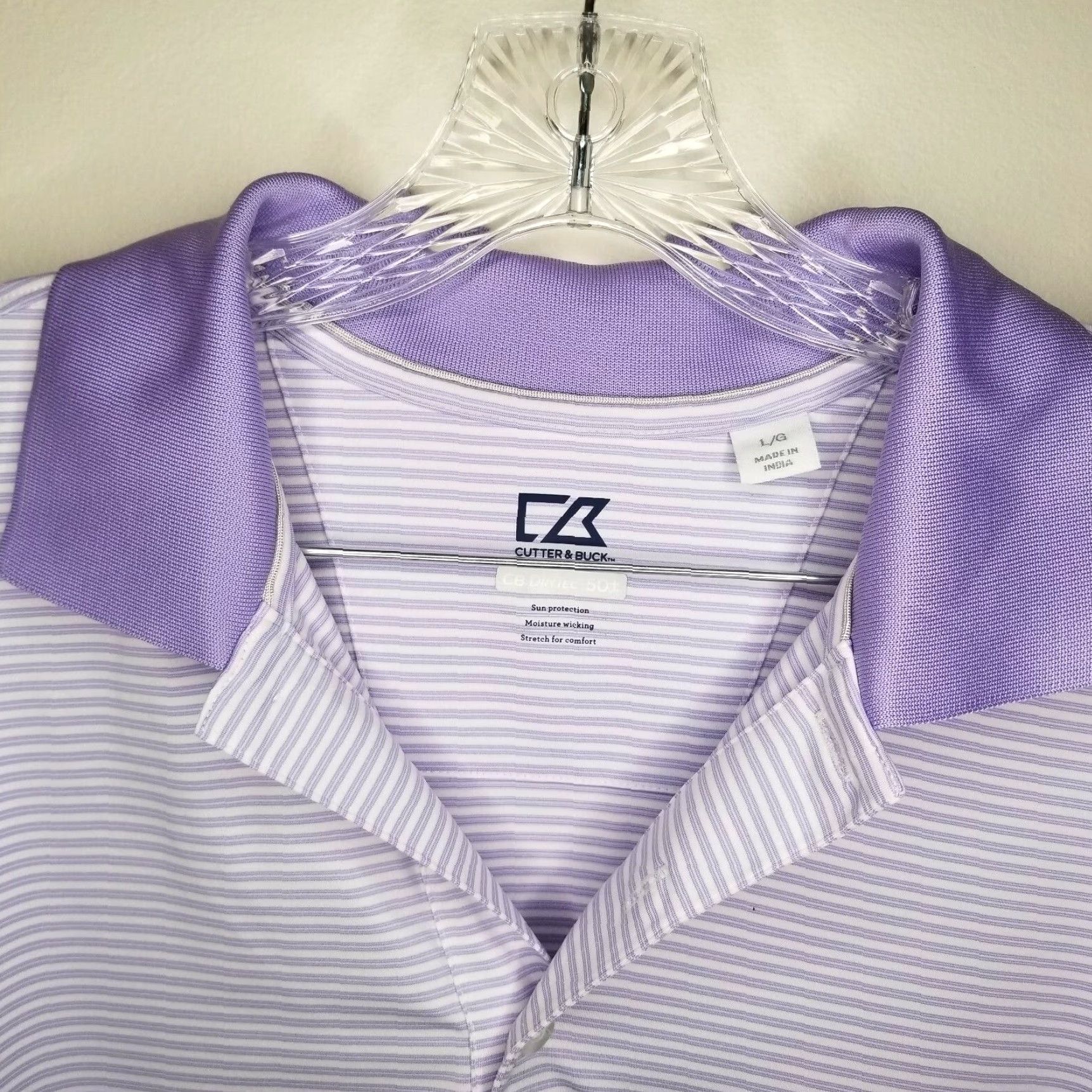Cutter & Buck VINTAGE Cutter & Buck CB DryTec Golf Polo Shirt Men Short Sleeve Size L Purple Striped Size US L / EU 52-54 / 3 - 3 Thumbnail
