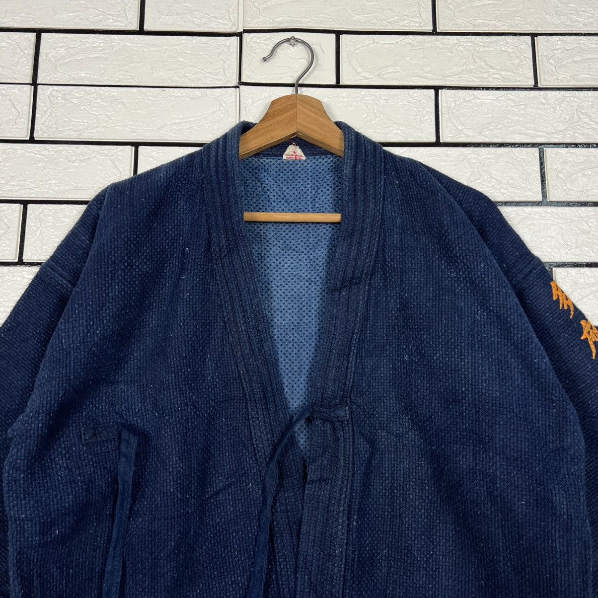 Vintage Japan Indigo Blue Sashiko Thick Weave Kimono #4147-C189 Size US L / EU 52-54 / 3 - 2 Thumbnail