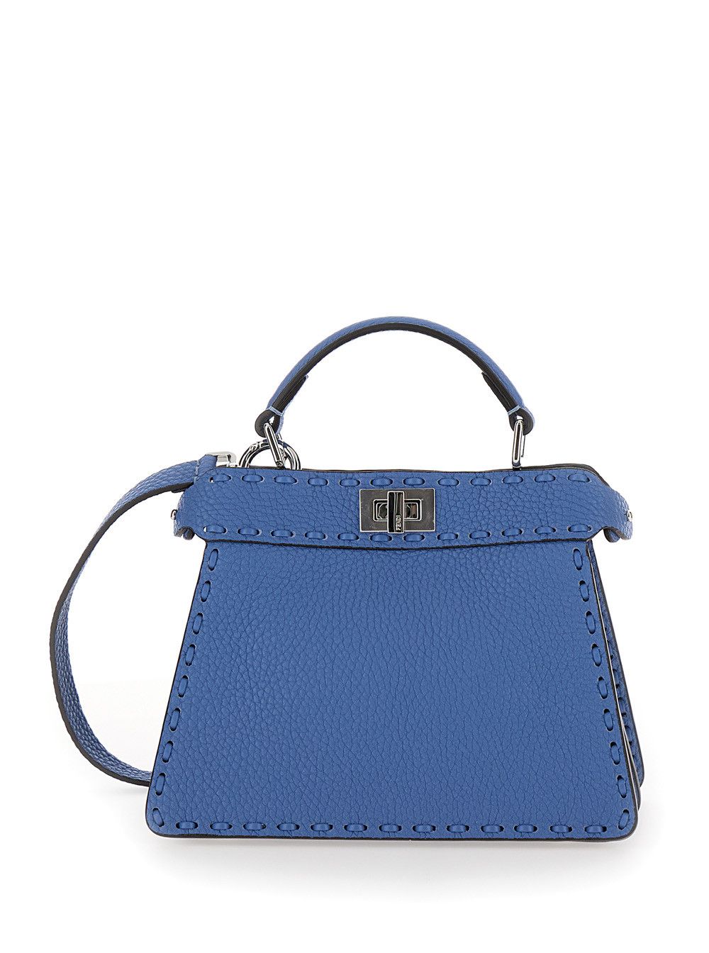 Fendi 'Peekaboo ISeeU Petite' Blue Handbag with Twist Lock Closure in Full-Grain Leather Woman Size ONE SIZE - 1 Thumbnail