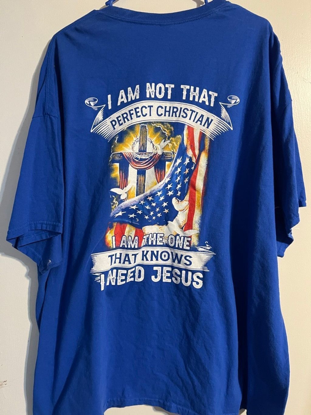 Gildan Men's Gildan Blue Christian Graphic Short Sleeve Tee 3XL Size US XXL / EU 58 / 5 - 1 Thumbnail