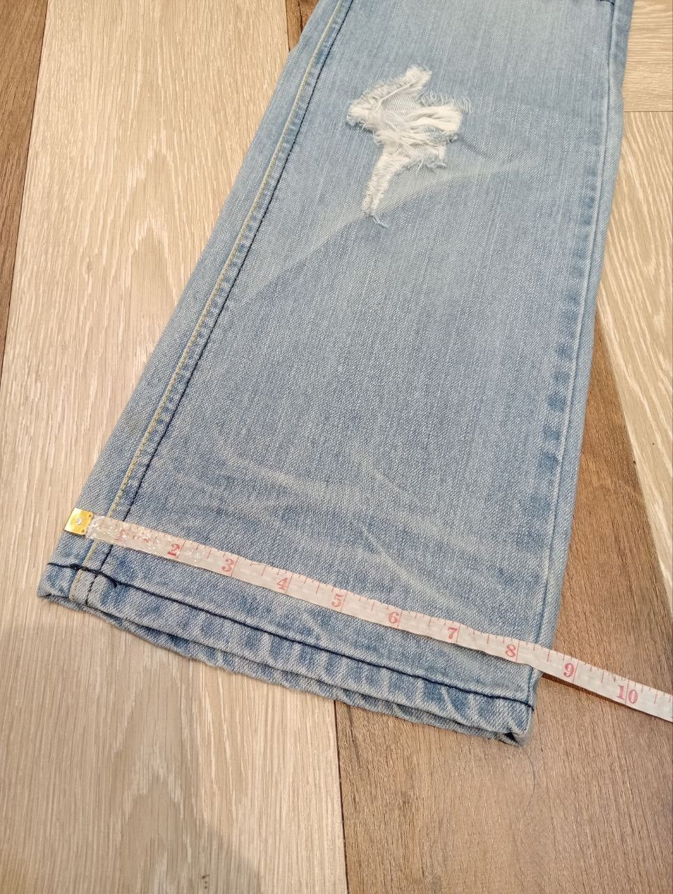 Japanese Brand DAISY LIGHT BLUE DISTRESSED FLARED DENIM PANTS Size US 31 - 14 Thumbnail