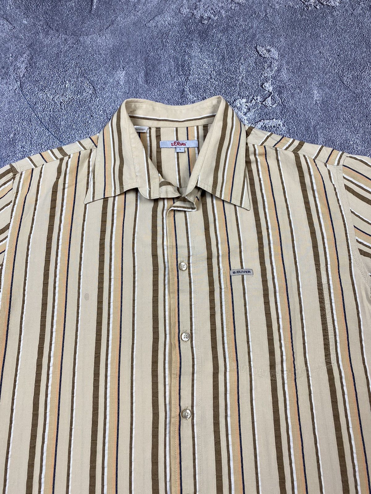 If Six Was Nine Vintage 00s Stripe Biege Shirt Y2K Streetwear Soprano Style Size US L / EU 52-54 / 3 - 3 Thumbnail