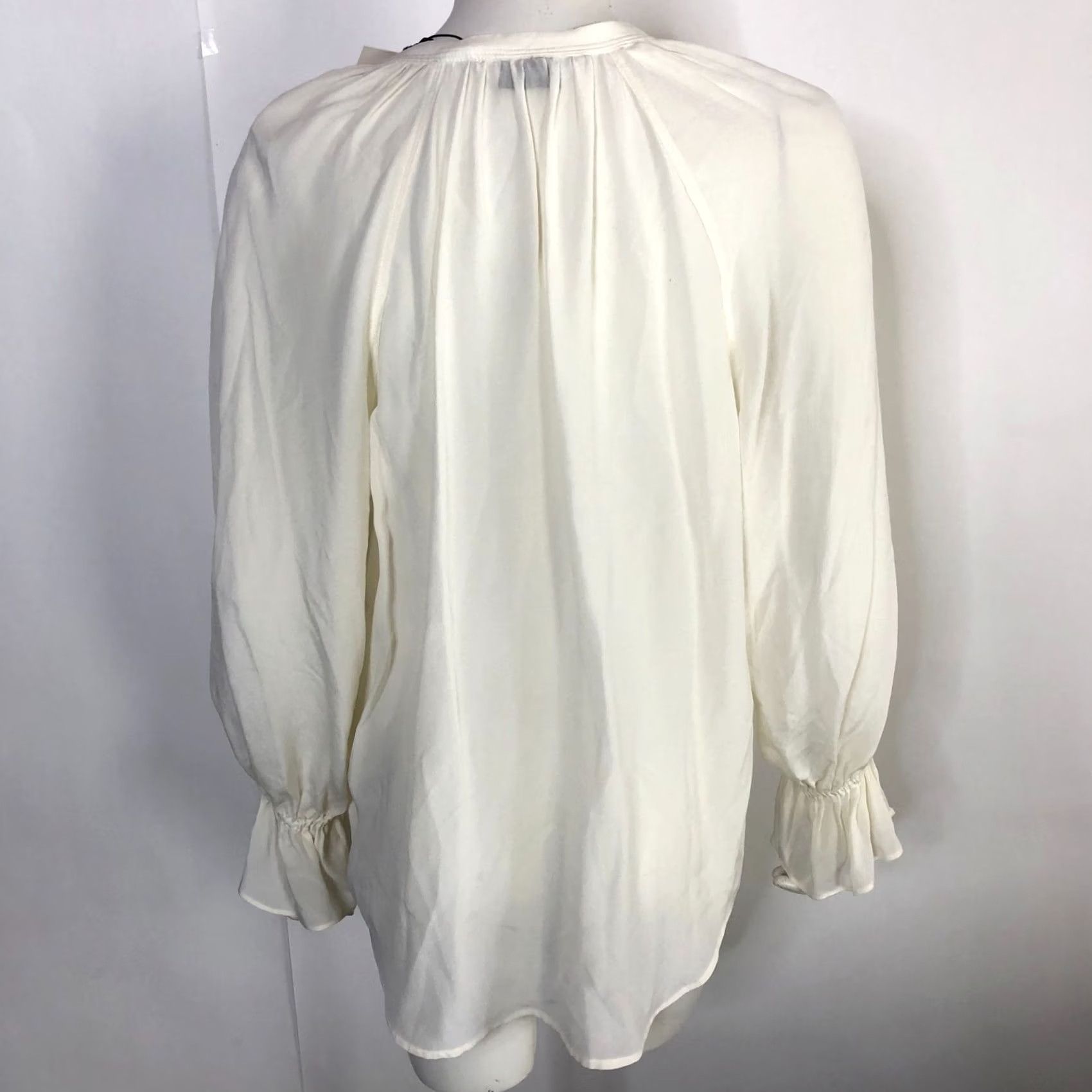 Joie Joie Blouse Top Silk Large NEW Cecarina V-Neck Pullover Tassel Ivory 100% HRJ Size L / US 10 / IT 46 - 3 Thumbnail