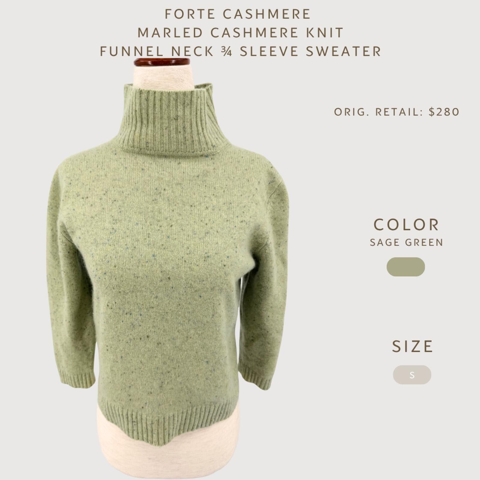 Other Forte Cashmere Mock Neck Sweater Sage Marled S Size S / US 4 / IT 40 - 2 Thumbnail