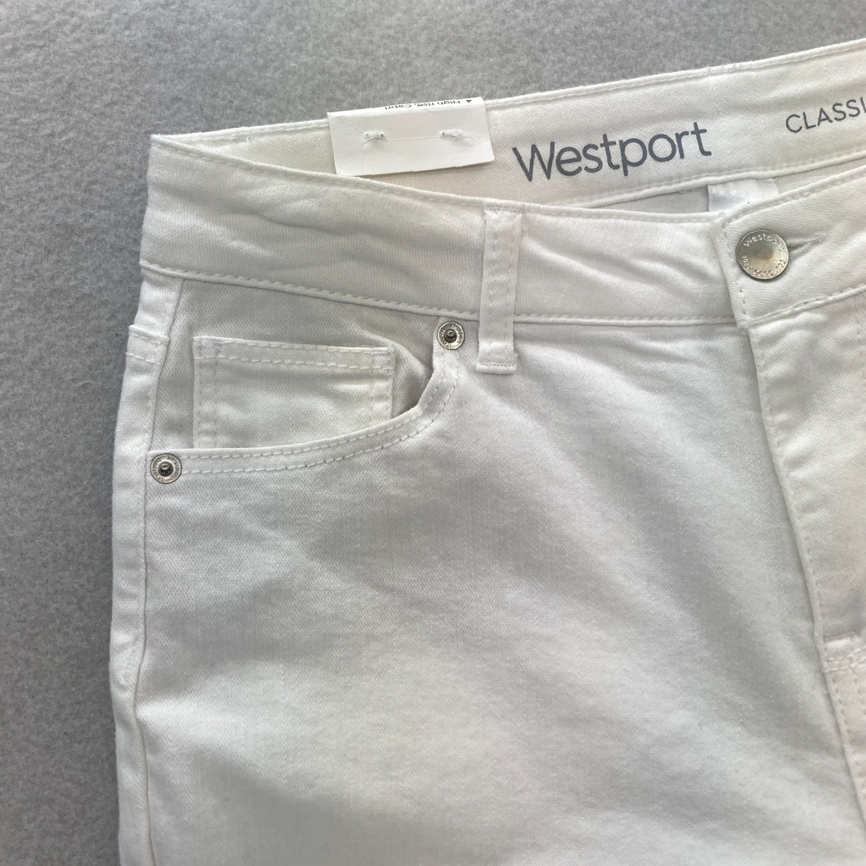 Vintage Westport Capri Jeans Women's 4 Classic Fit White Stretch Denim High Rise Casual Size 28" / US 6 / IT 42 - 3 Thumbnail