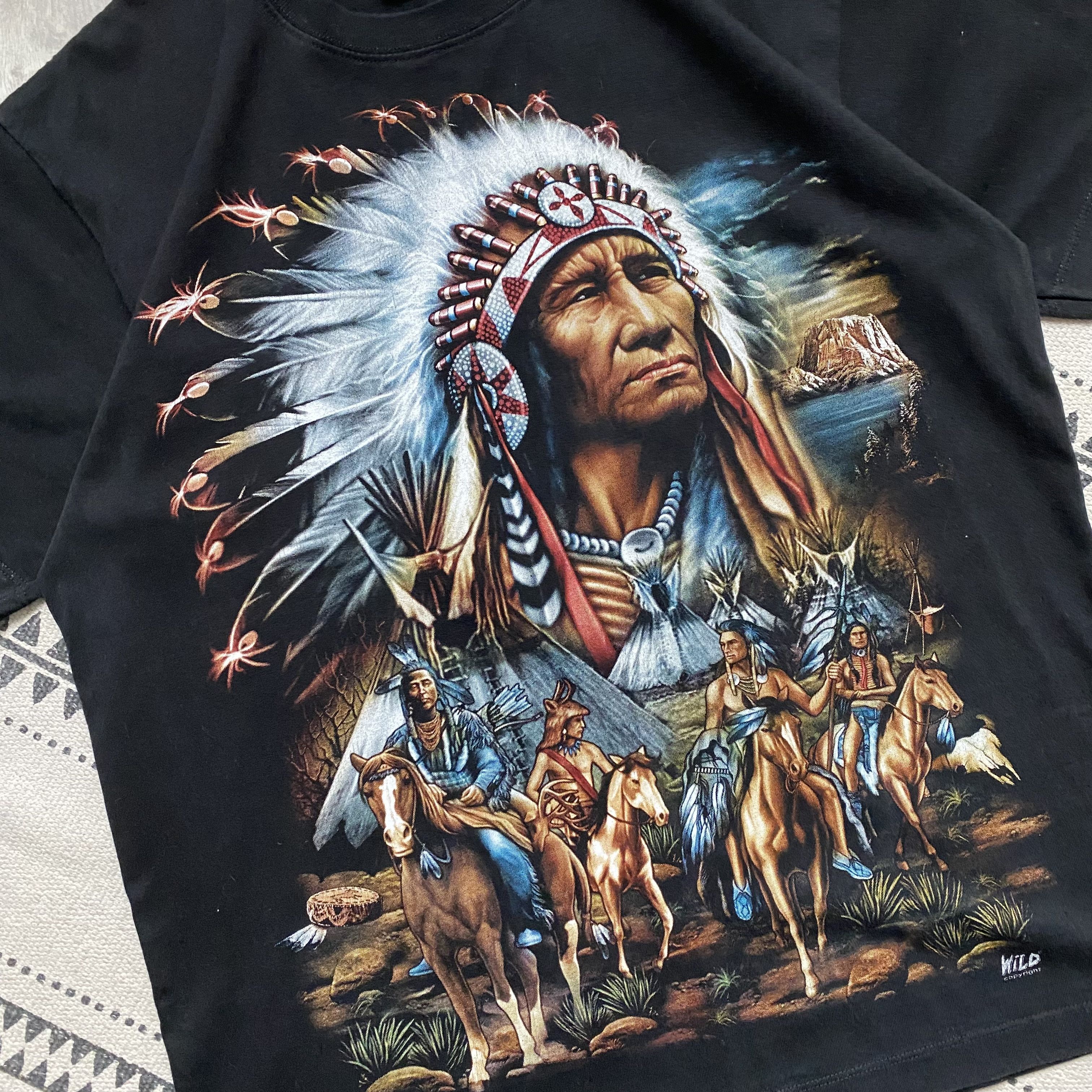 Vintage 🐴 Vintage Native American Indian logo tee Wild Horse Wolf Size US M / EU 48-50 / 2 - 4 Thumbnail
