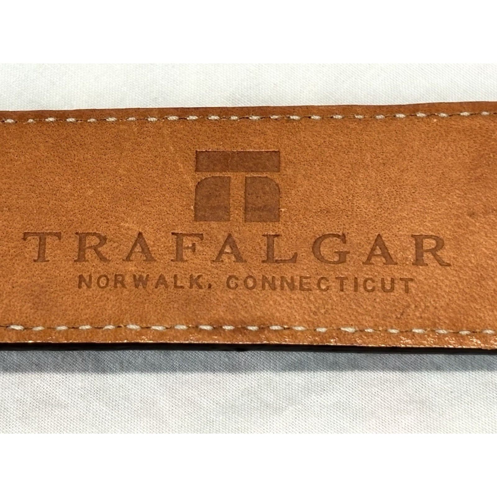 Vintage Trafalgar Belt Men's Dark Brown Leather 42 Made USA Cortina Hand Polished Cortina Belt Brown Leather 42 Mens USA Belt Size 42 - 5 Thumbnail
