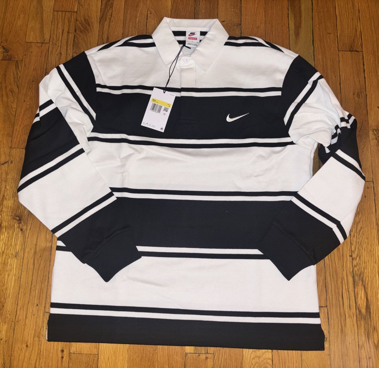 Nike × Supreme Supreme Nike Stripe Rugby Black Large | Grailed