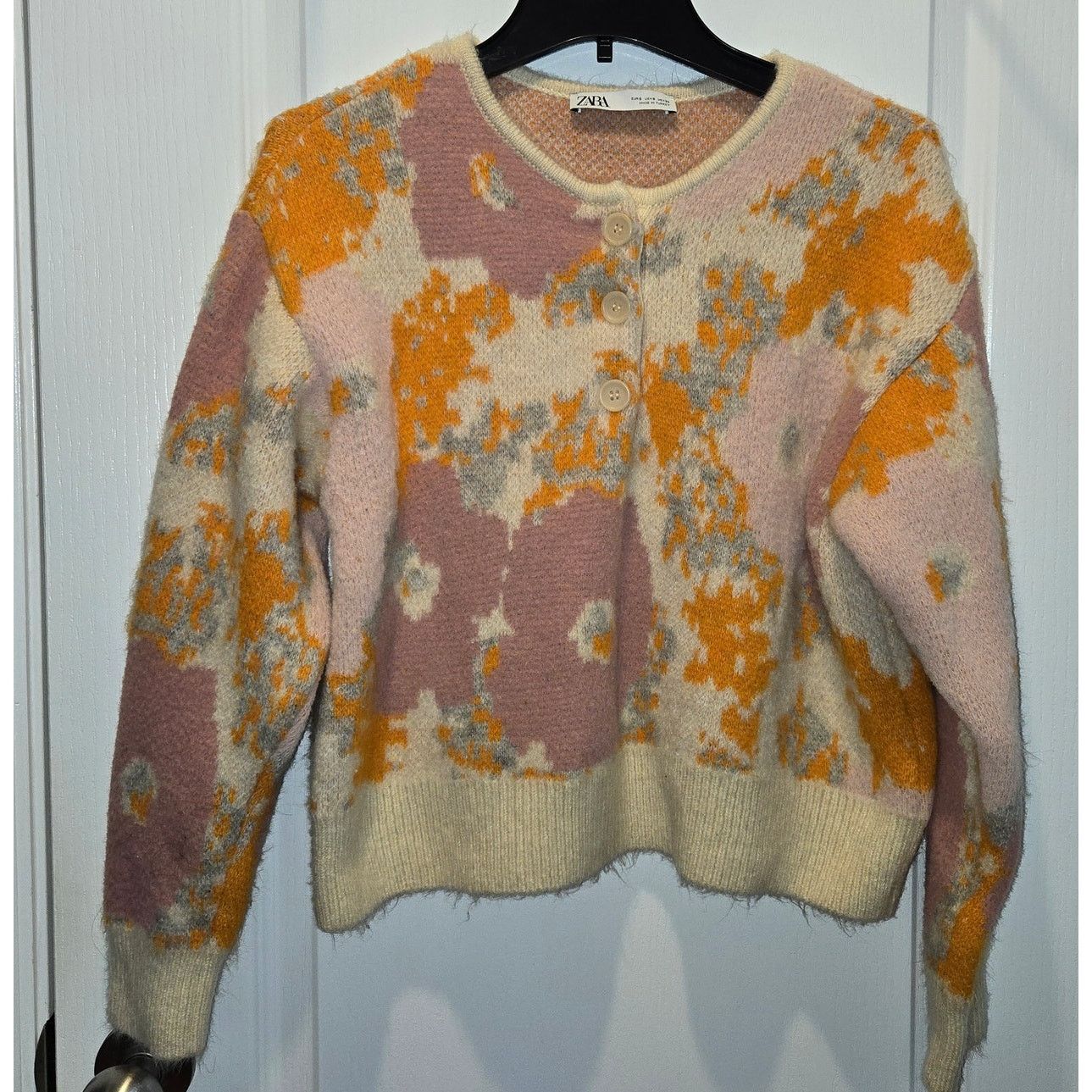 Zara Zara Women's sz S Floral Crop 1/4 Button Up Chunky Sweater Size S / US 4 / IT 40 - 1 Thumbnail