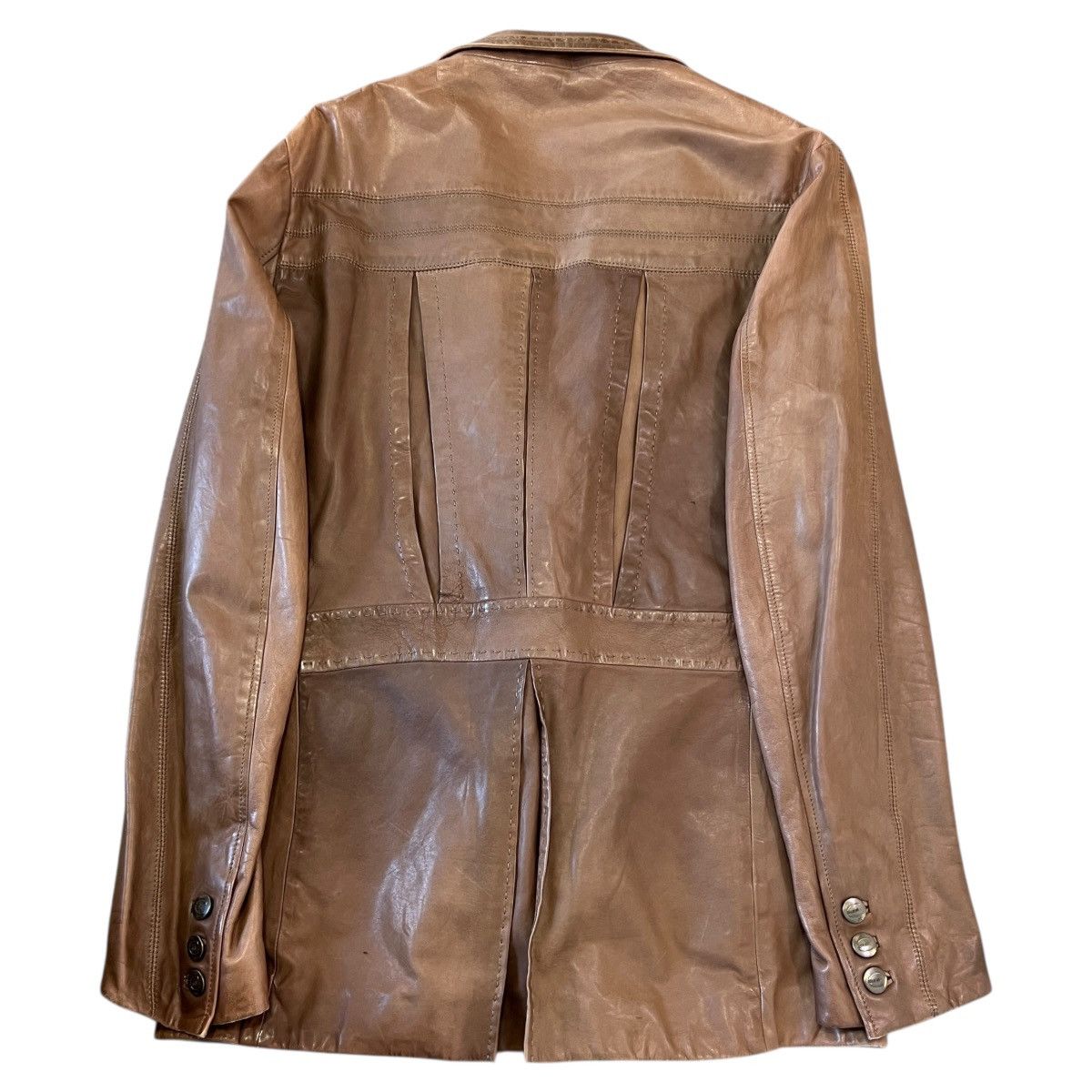 Just Cavalli Just Cavalli Asymmetric Pocket Distressed Leather Jacket Size US L / EU 52-54 / 3 - 9 Thumbnail
