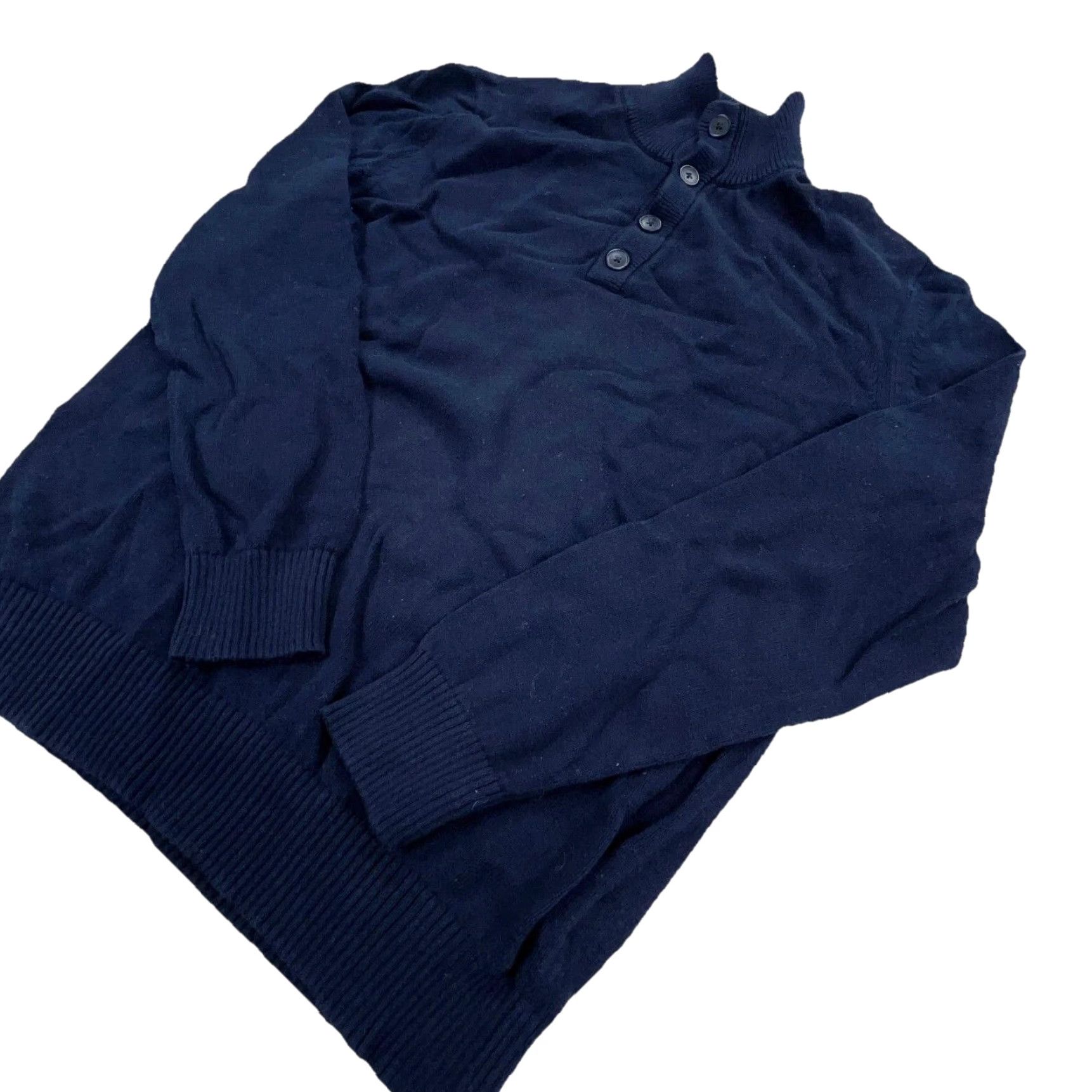 Banana Republic Banana Republic Sweater Men Medium Navy Blue Henley Knit Pullover Heavy Sailor Size US M / EU 48-50 / 2 - 2 Thumbnail
