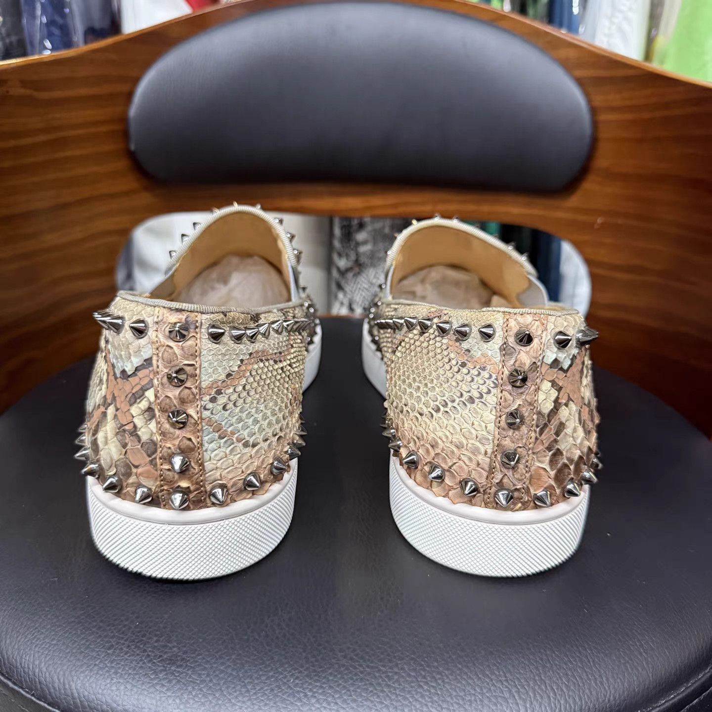 Christian Louboutin Christian Louboutin Snakeskin Studded Slip-On K15 Size US 11.5 / EU 44-45 - 3 Thumbnail