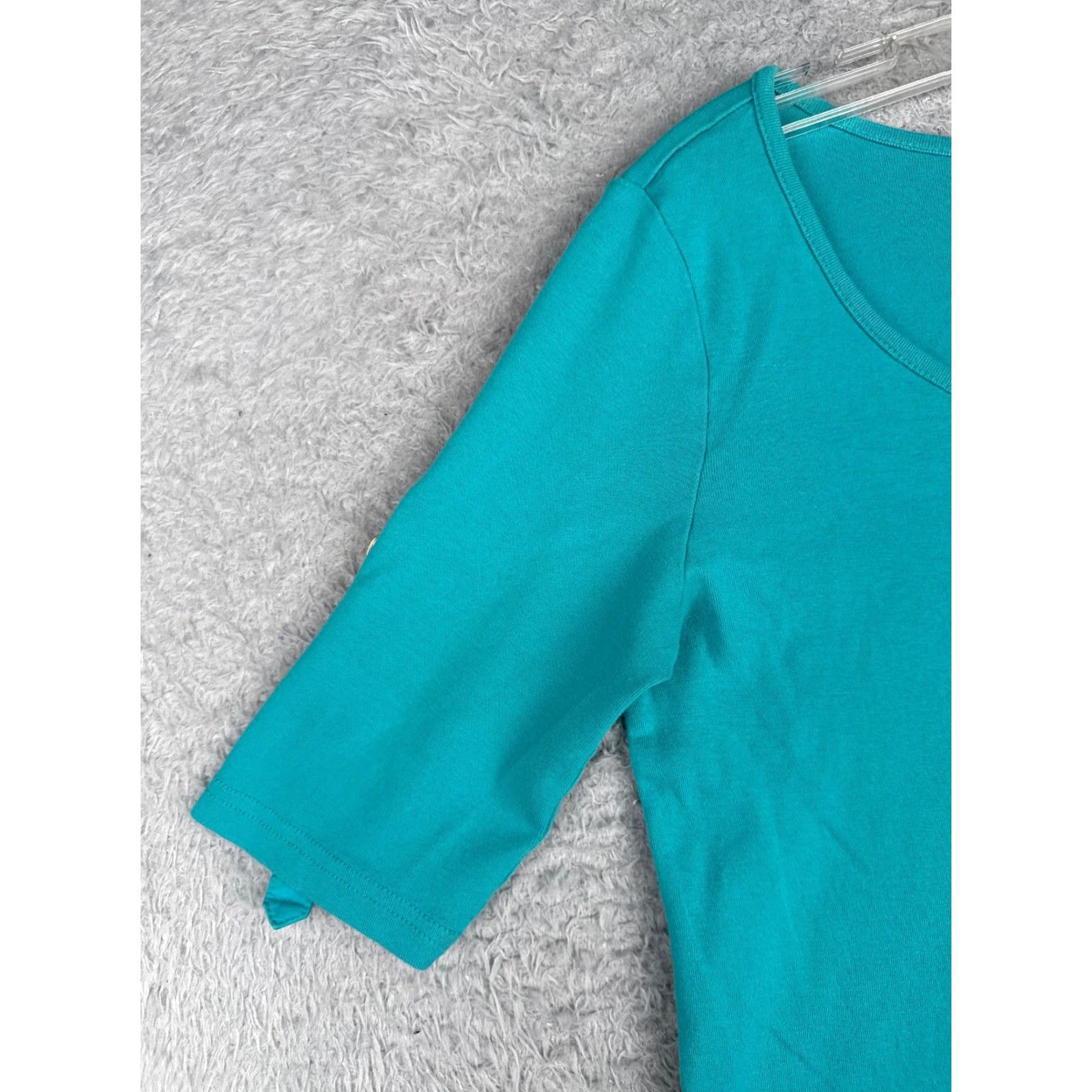 Ralph Lauren Lauren Ralph Lauren Shirt Casual Women Medium Blue Cotton Round Neck Short Sleeve Logo Size M / US 6-8 / IT 42-44 - 3 Thumbnail