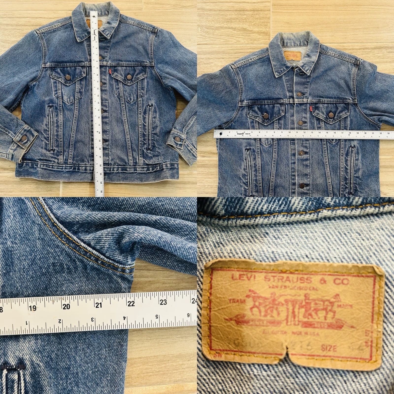 VINTAGE Levi's Denim Blue Jean TRUCKER Jacket MENS 44 Made In USA 70506-0216