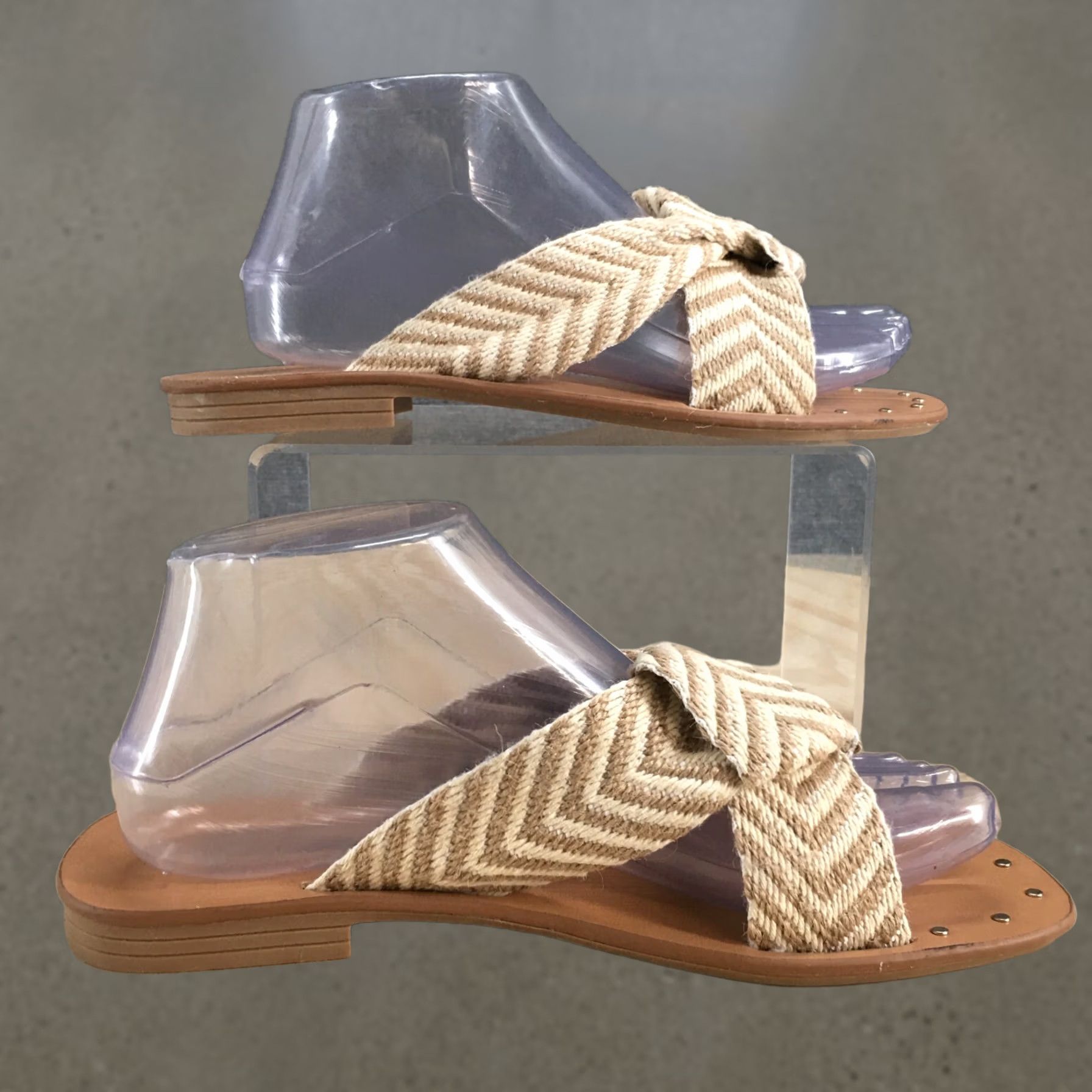 Vintage Universal Thread Sandals Womens 7.5 Louise Knotted Slide Beige Comfort Open Toe Shoes Size US 8 / IT 38 - 1 Thumbnail