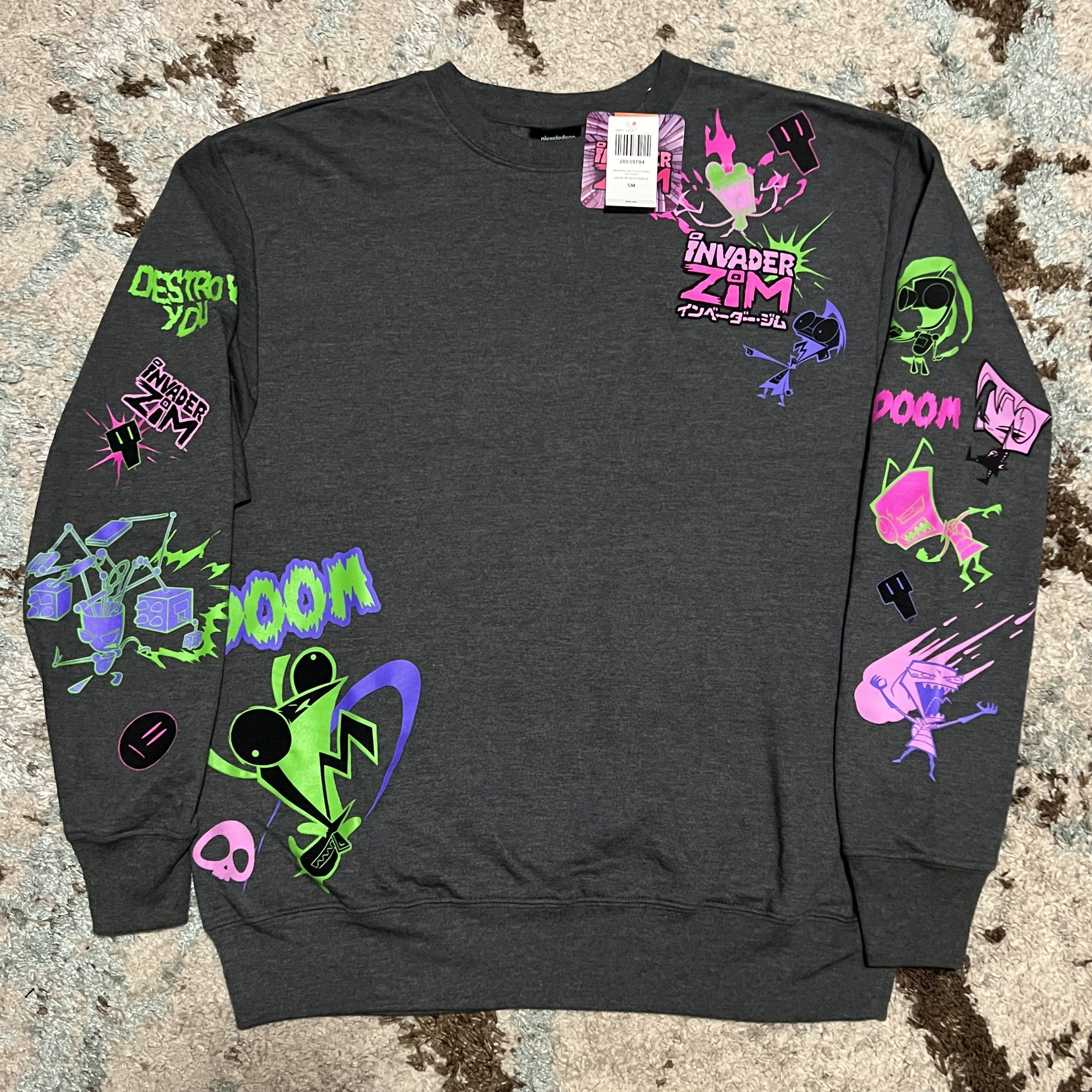 Cartoon Network Nickelodeon NWT Invader Zim Crewneck Sweatshirt Small Cartoon Hot Topic Grailed