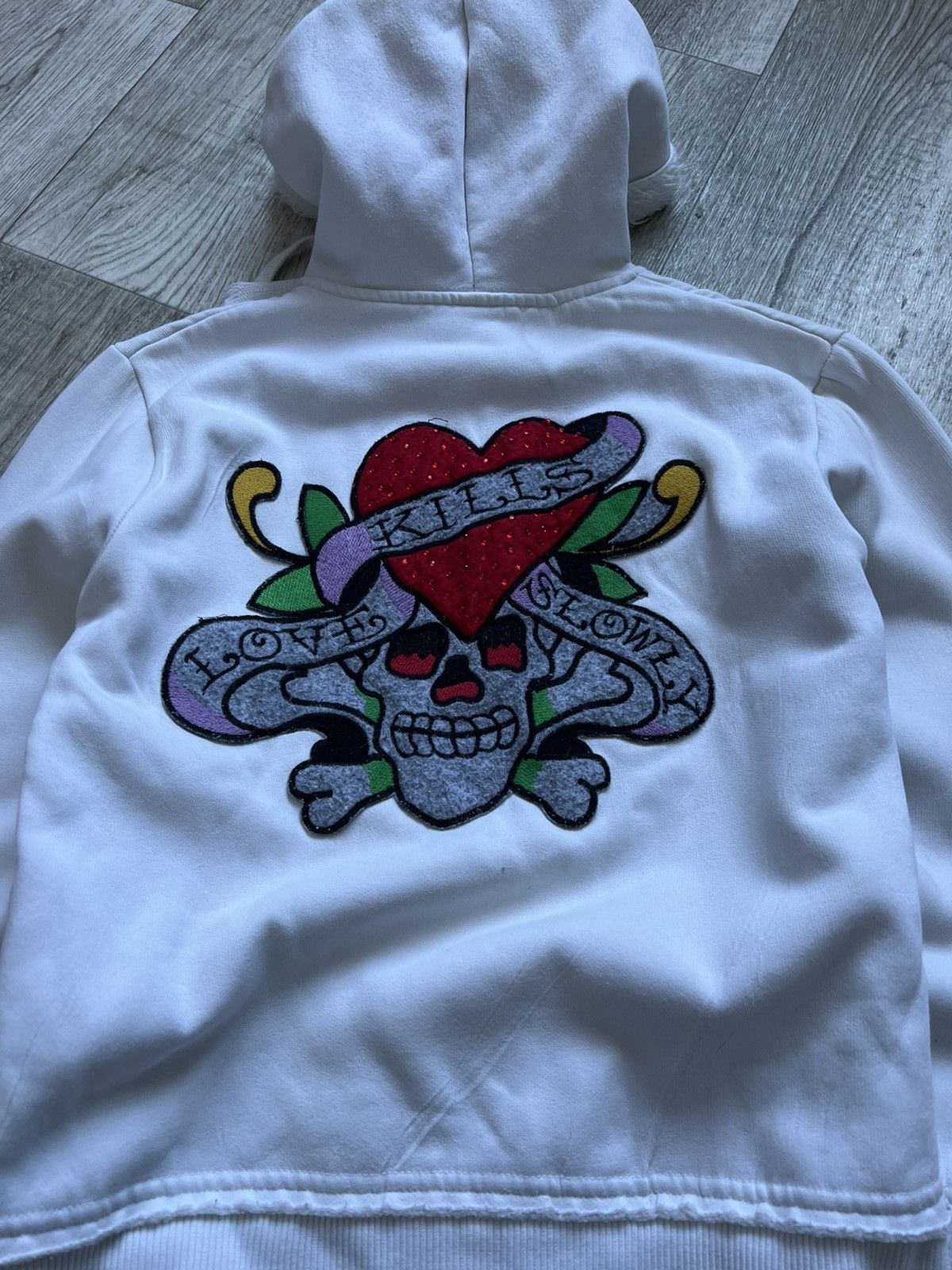 Ed Hardy Crazy Vintage Ed Hardy Faux Fur Zip Cristian Audigier 00s Size M / US 6-8 / IT 42-44 - 6 Thumbnail