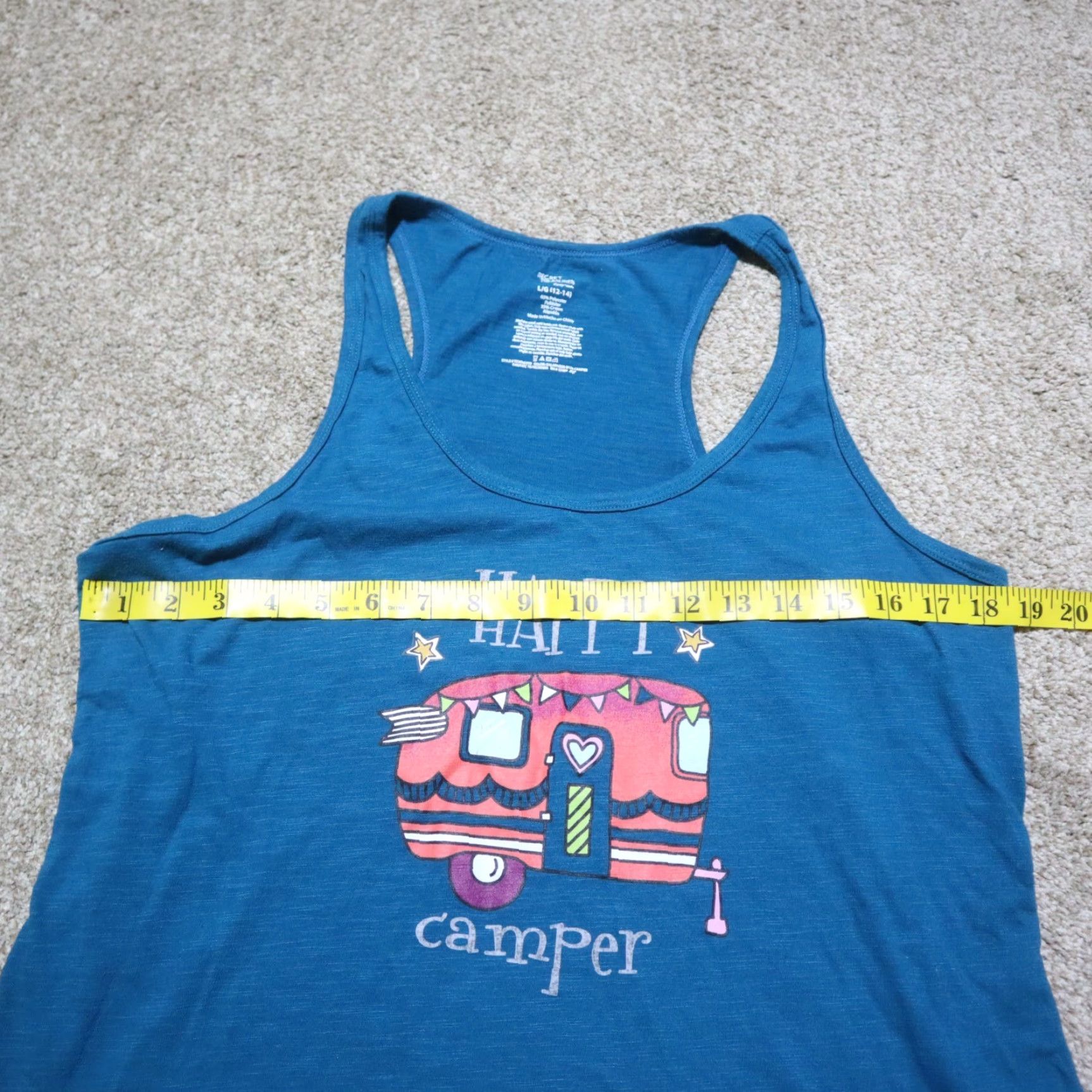 Vintage SECRET TREASURES Happy Camper Tank Shirt Women's L Blue Outdoor Tank Top Adult Large Size L / US 10 / IT 46 - 5 Thumbnail