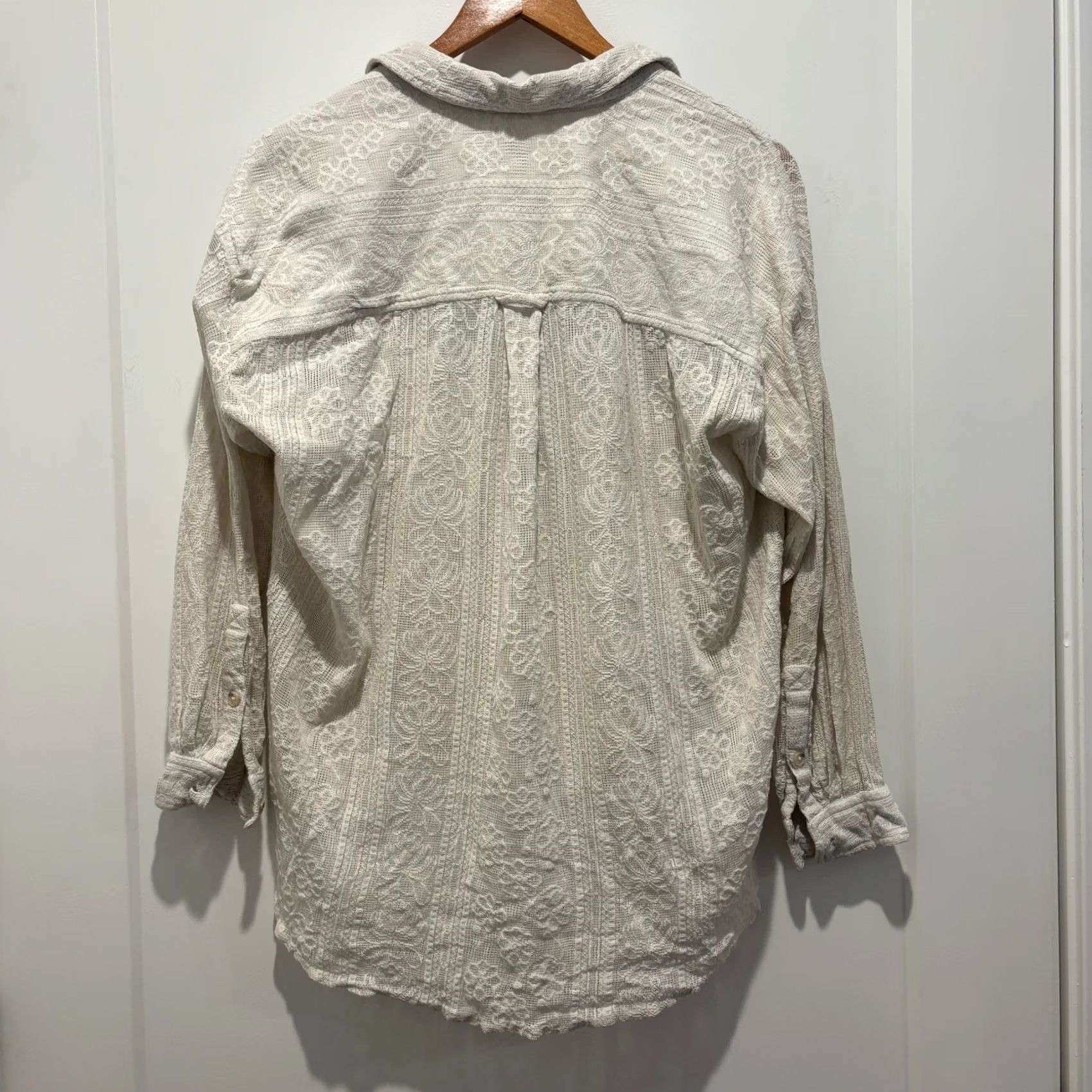 Vintage Pilcro Anthropologie Boho Lace Button Down Shirt Womens Small Ivory OB1658602 Size S / US 4 / IT 40 - 5 Thumbnail