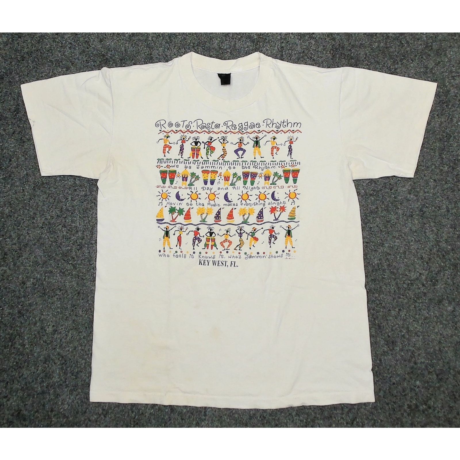 Vintage VTG 1990s Single Stitch Rasta Reggae Key West Graphic Tee Size US XL / EU 56 / 4 - 3 Thumbnail