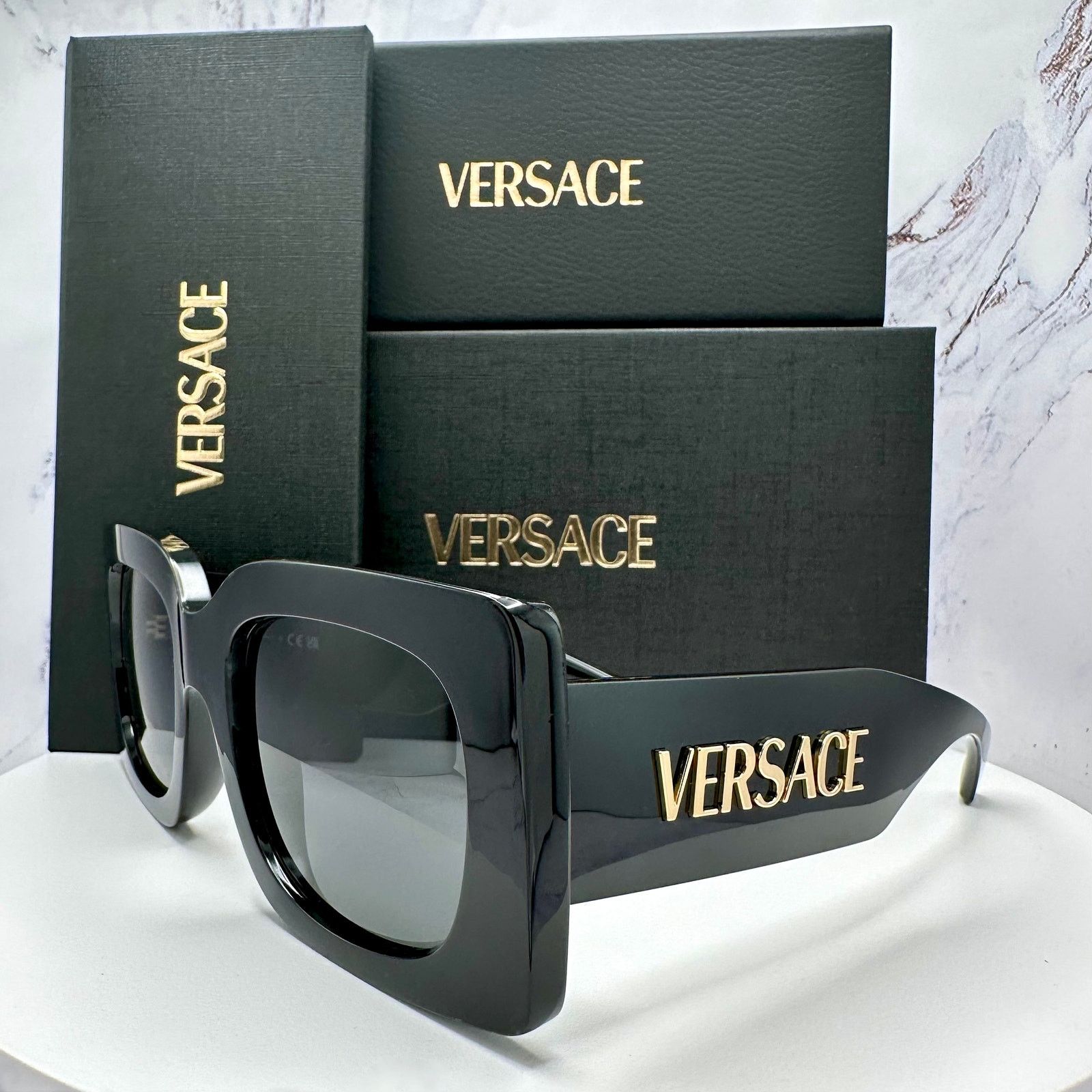 Versace New VERSACE Sunglasses Black Gold Metal Letter 3D Logo Size ONE SIZE - 21 Thumbnail