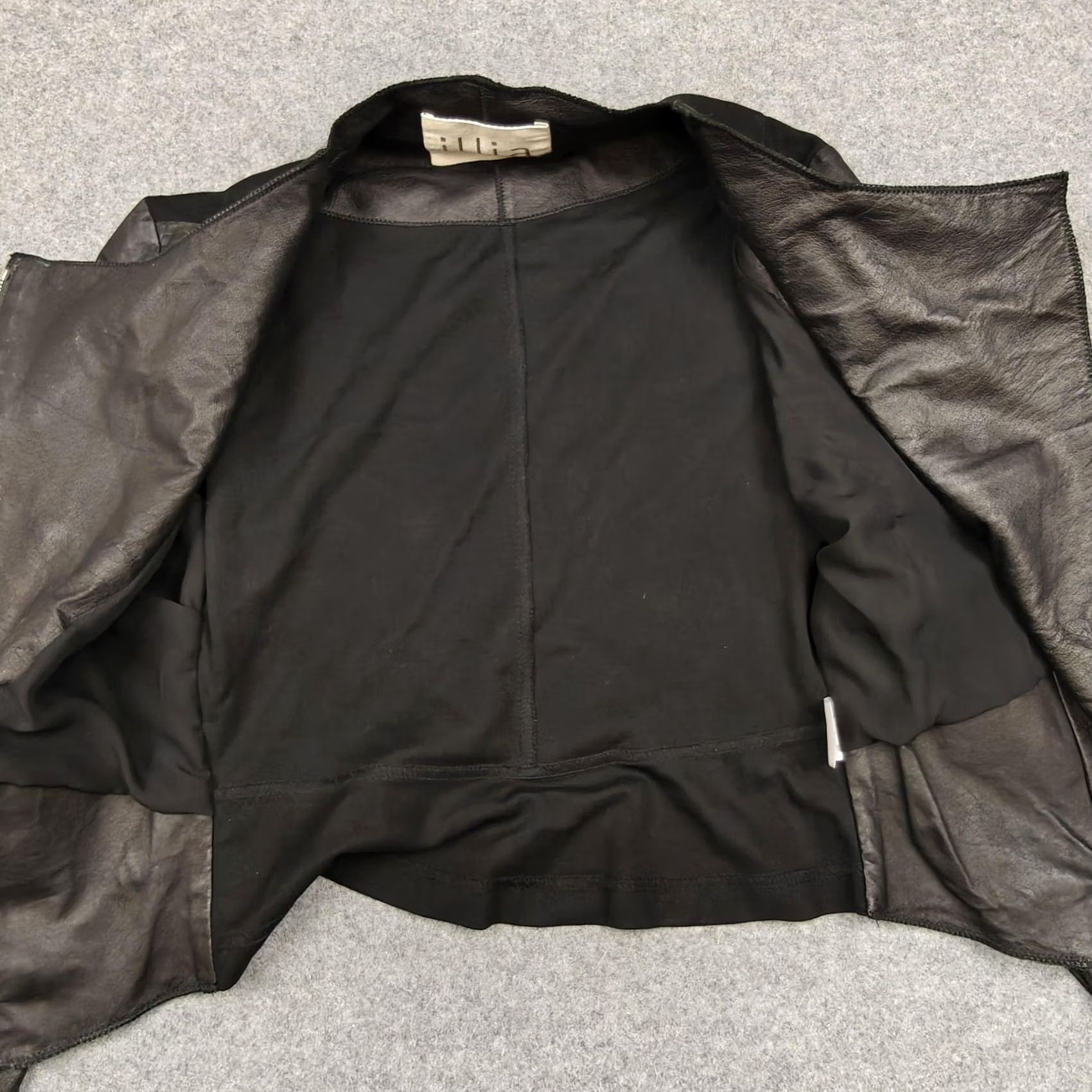Vintage Illia Jacket Womens Black Leather Croc Embossed Moto Asym Zip Pockets Stretch 0 Size XS / US 0-2 / IT 36-38 - 3 Thumbnail