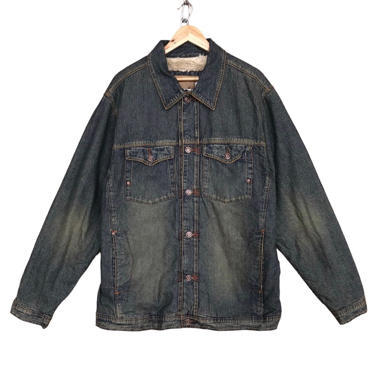 Vintage OAKLEY Sherpa Lined Denim Jacket Y2K Streetwear