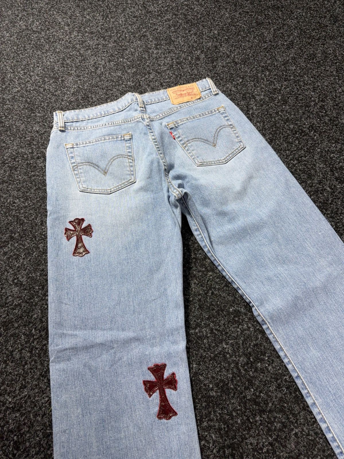 Levi's Vintage Clothing Vintage 90s Custom Chrome Hearts Style Rock Cross Punk Jeans Size US 33 - 14 Thumbnail