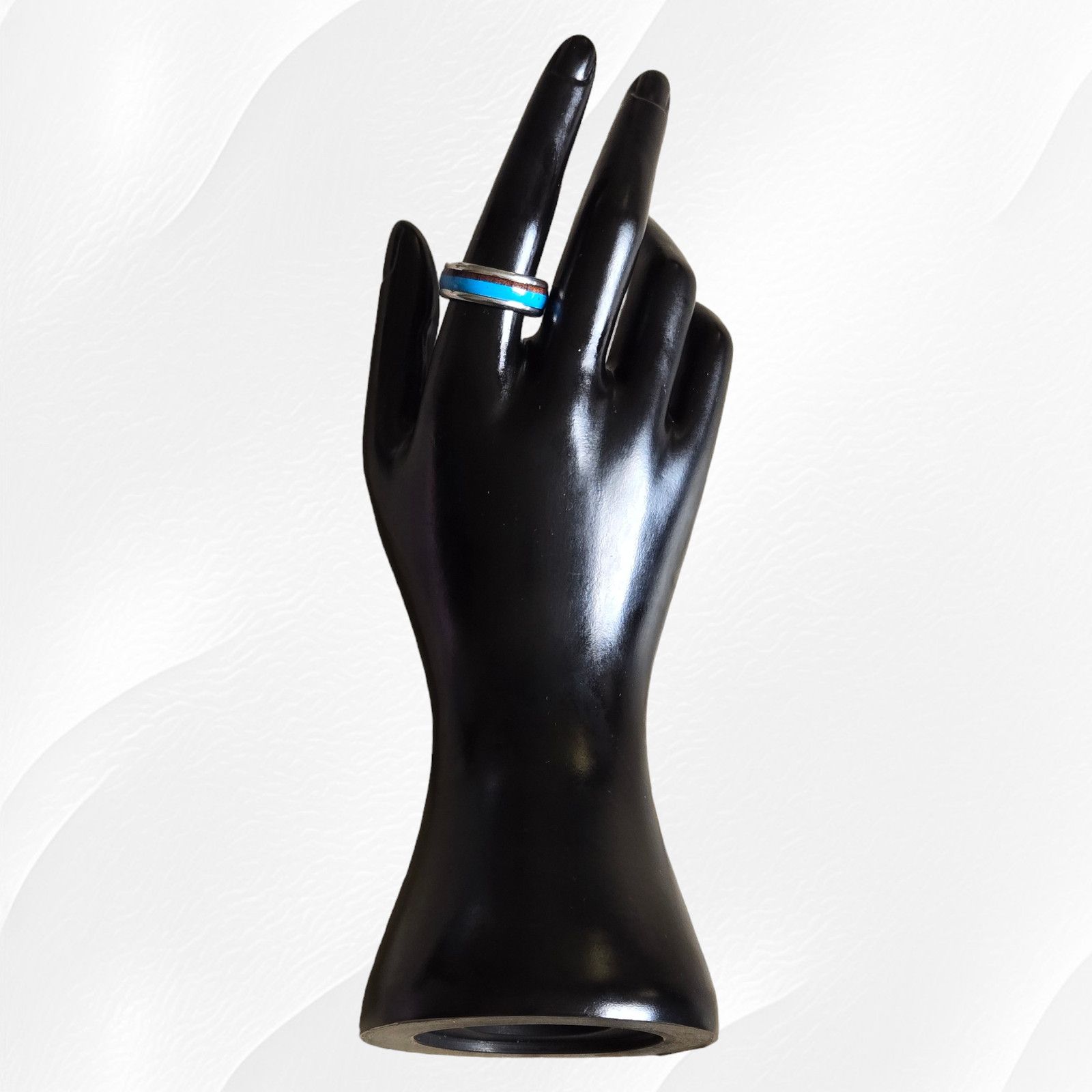 Other Turquoise Wood Pattern Fashion Stainless Steel Ring Size 9 Size ONE SIZE - 4 Thumbnail