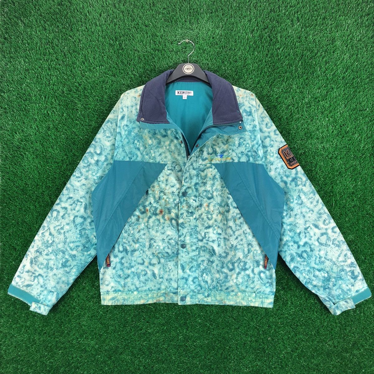 image of Chaos Fishing Club x Vintage Ken Craft Sport Fishing Jacket Blue Camo, Men's (Size Large)