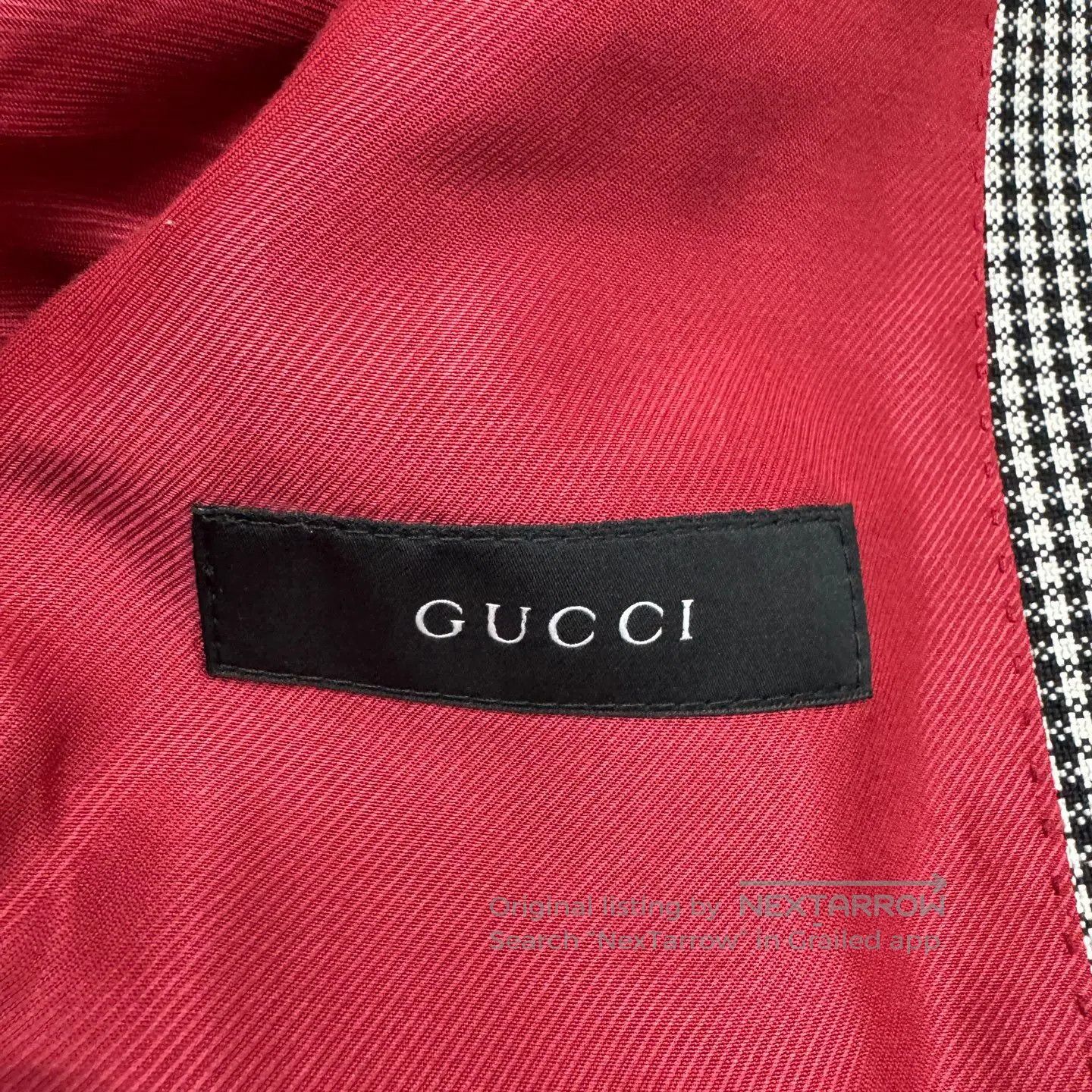 Gucci Guicci Leather-skin collar wool suit jacket| Size 46R - 3 Thumbnail
