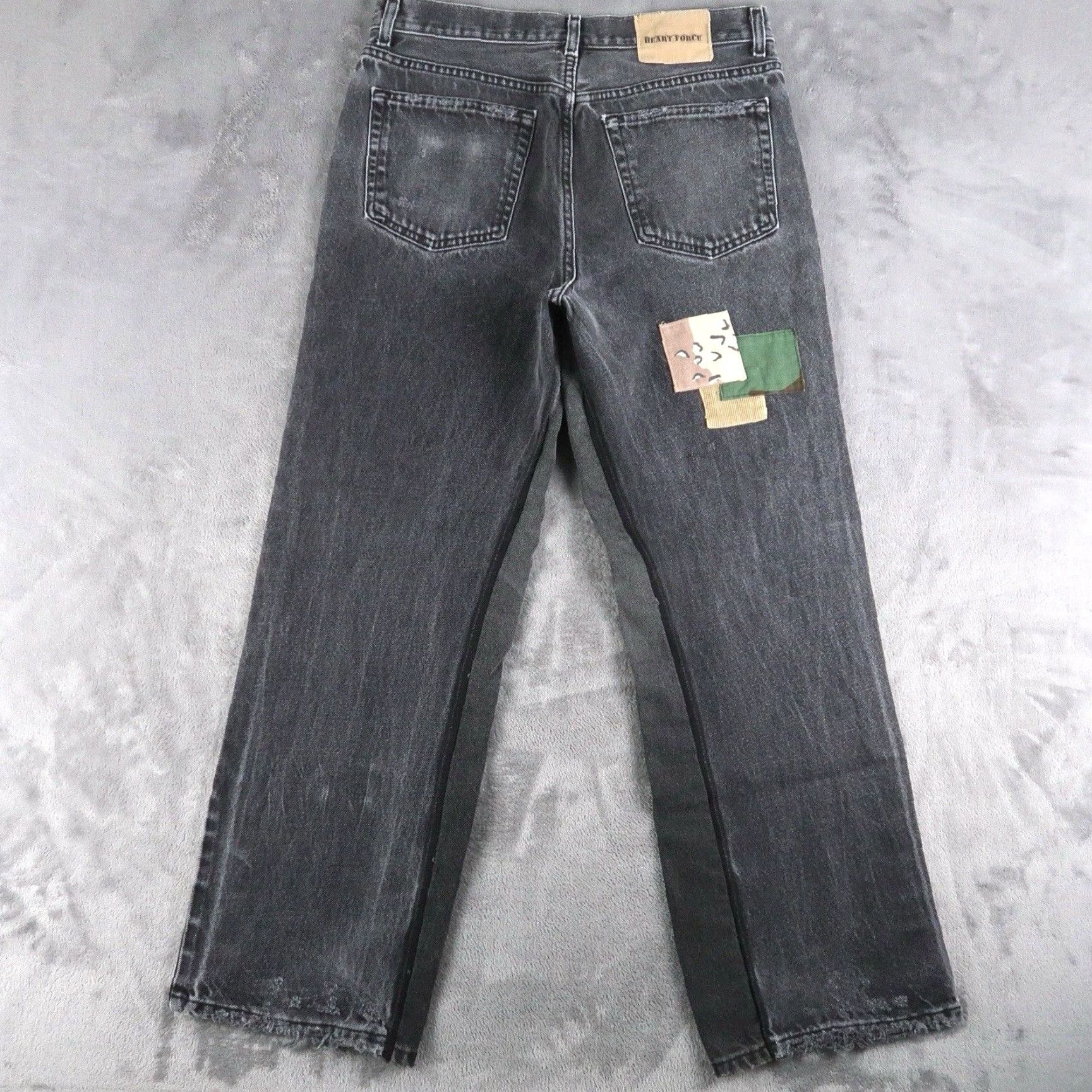 J Brand Vintage Heart Force Brand Distressed Black Denim Jeans Unisex Adults Medium 32 Straight Leg Patches 90s Retro Size US 32 / EU 48 - 2 Thumbnail