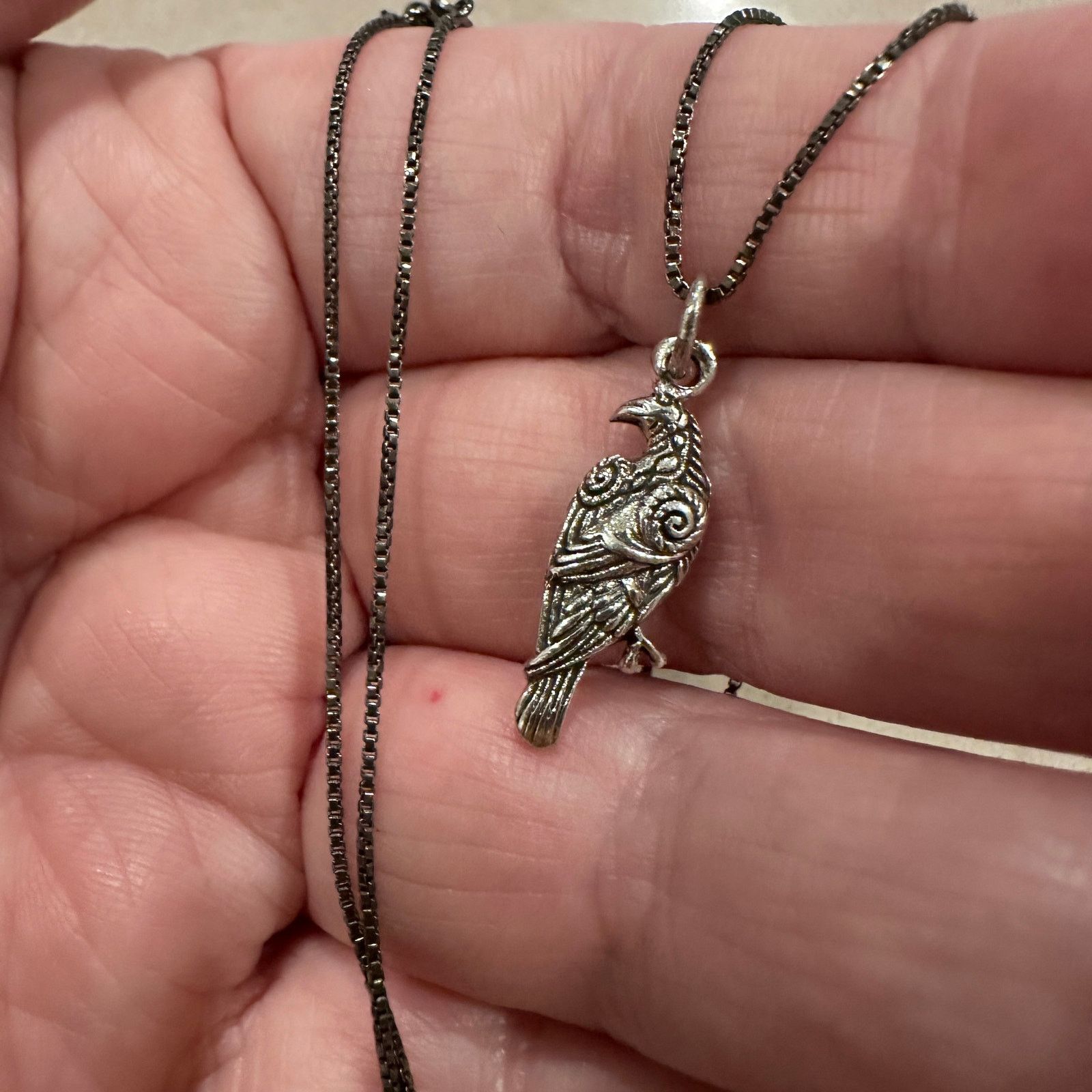 The Unbranded Brand Sterling Silver Raven Necklace Black Rhodium Chain Size ONE SIZE - 4 Thumbnail