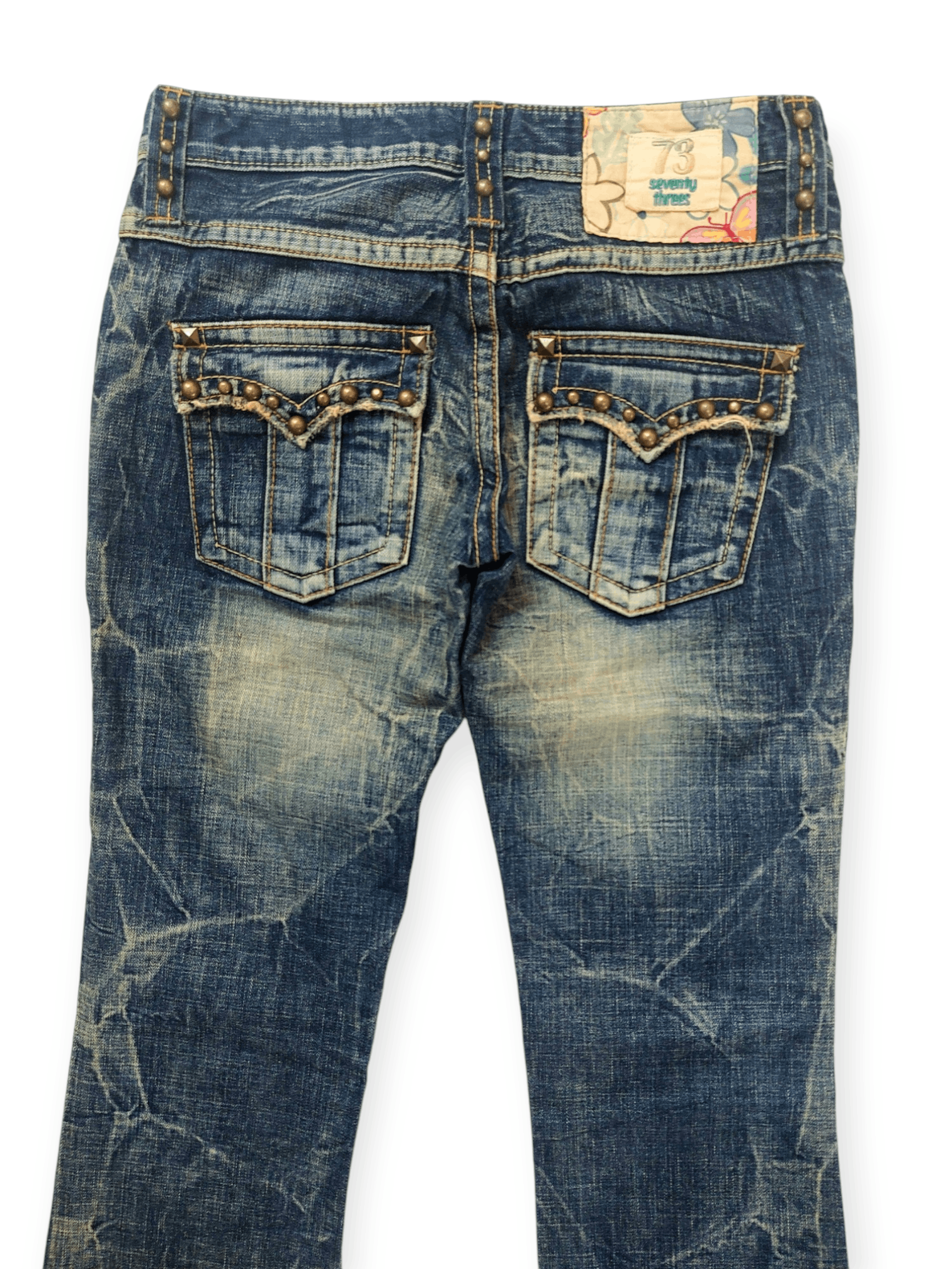 Vintage Flare 73 Seventy Threes Studded Punk Denim Size 26" / US 2 / IT 38 - 8 Thumbnail