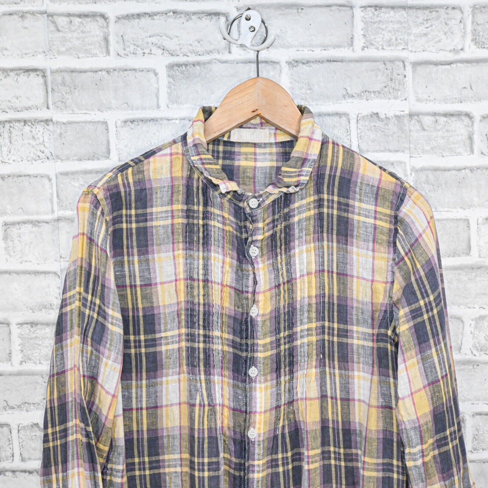 CP Shades CP SHADES Linen Button up Shirt pleaded front plaid Medium Size M / US 6-8 / IT 42-44 - 7 Thumbnail